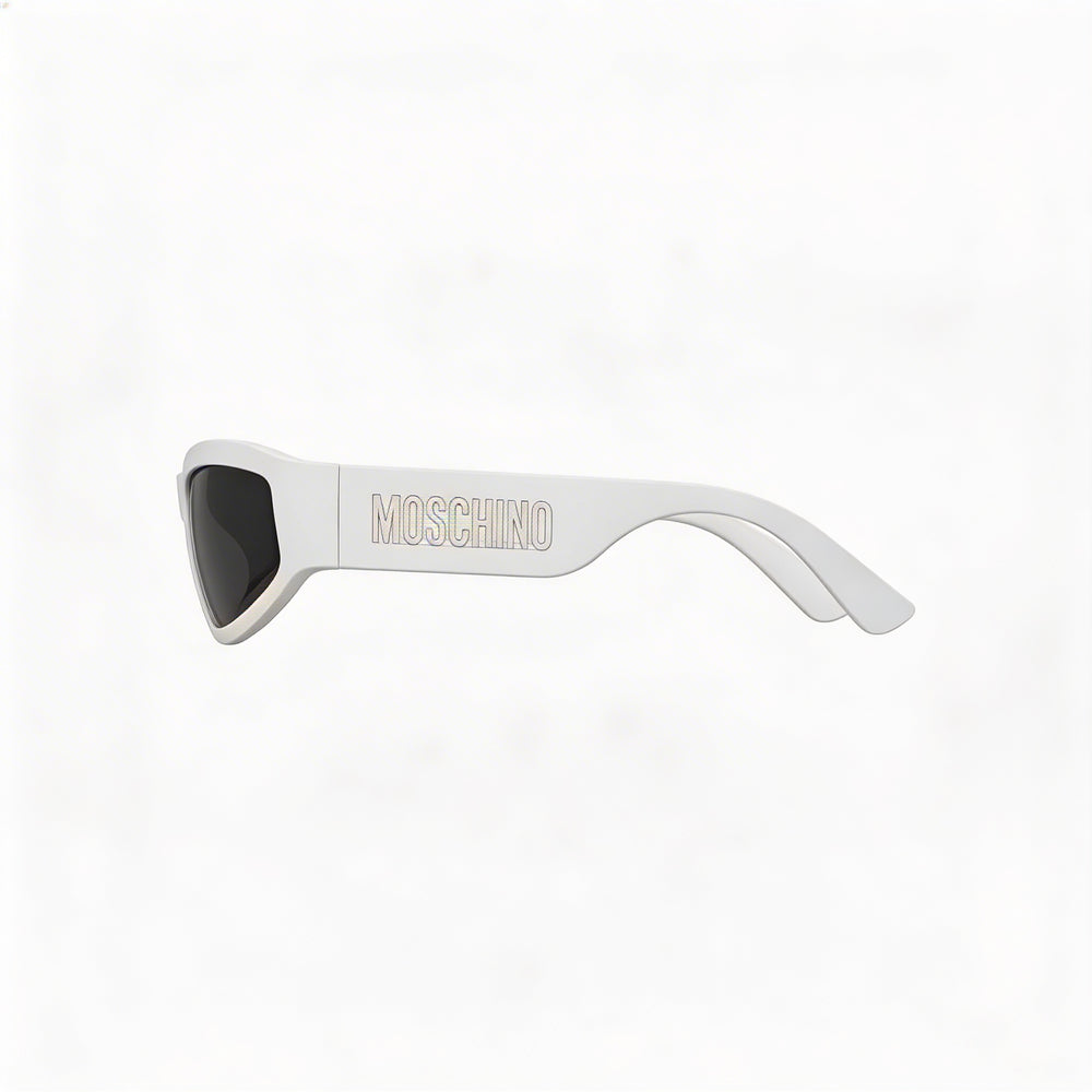 Moschino Casual Men's Matte White POLYAMIDE INJ-GRIL. Frame Sunglasses with Grey Lenses 60mm