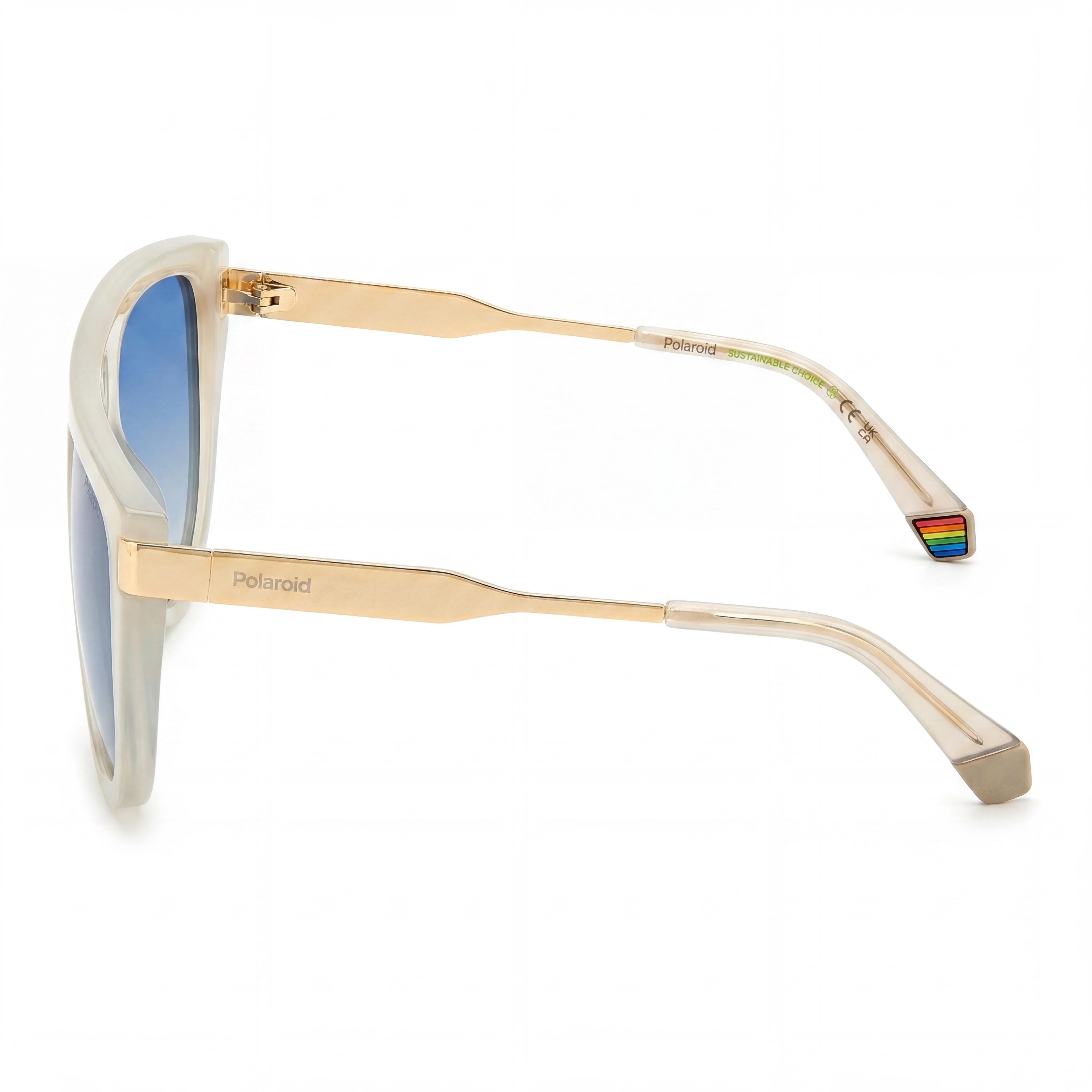 Polaroid Casual Women's Beige ECO POLYCARBONATE 100% UV Protection Blue Shaded Polarized Sunglasses 57mm, Photo 3