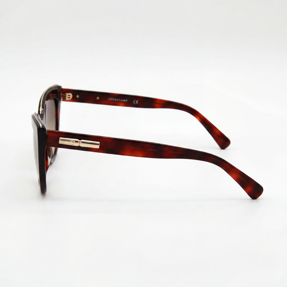 Gafas de sol Longchamp Casual LO686S para mujer, montura de plástico rojo Habana, lentes ZYL marrones, protección UV, 51 mm