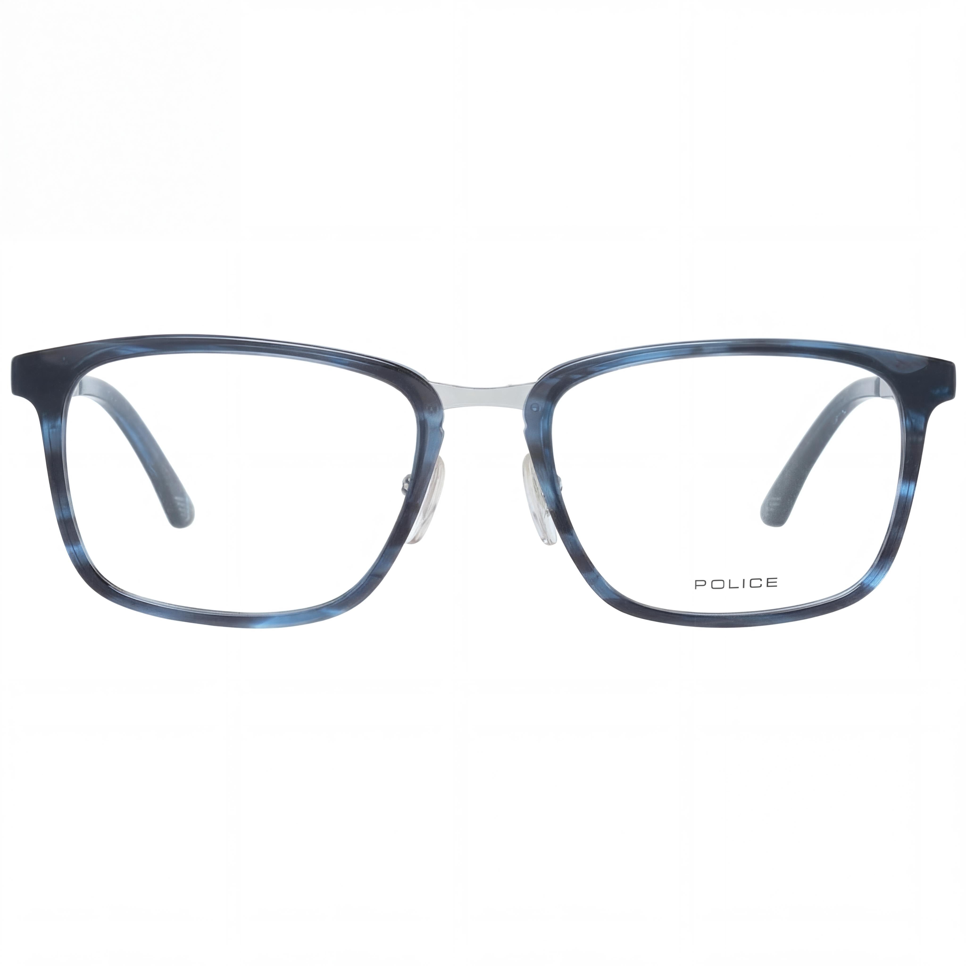 Police Modern Unisex Eyeglasses with Acetate & Metal Frame in Marble Blue, Silver 52-18-140, Photo 2