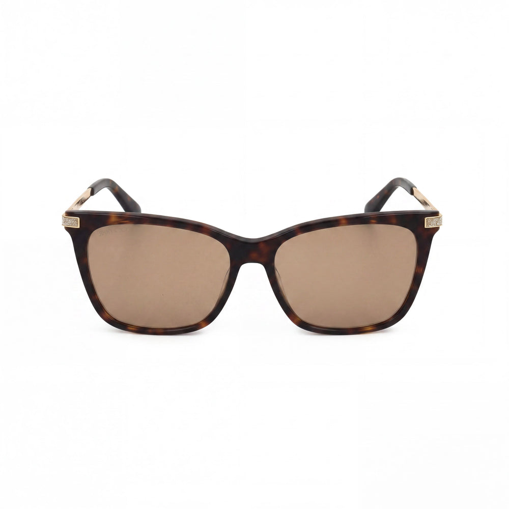 Gafas de sol modernas JIMMY CHOO para mujer, con montura de acetato color Habana y lentes de policarbonato, tamaño de lente de 53 mm