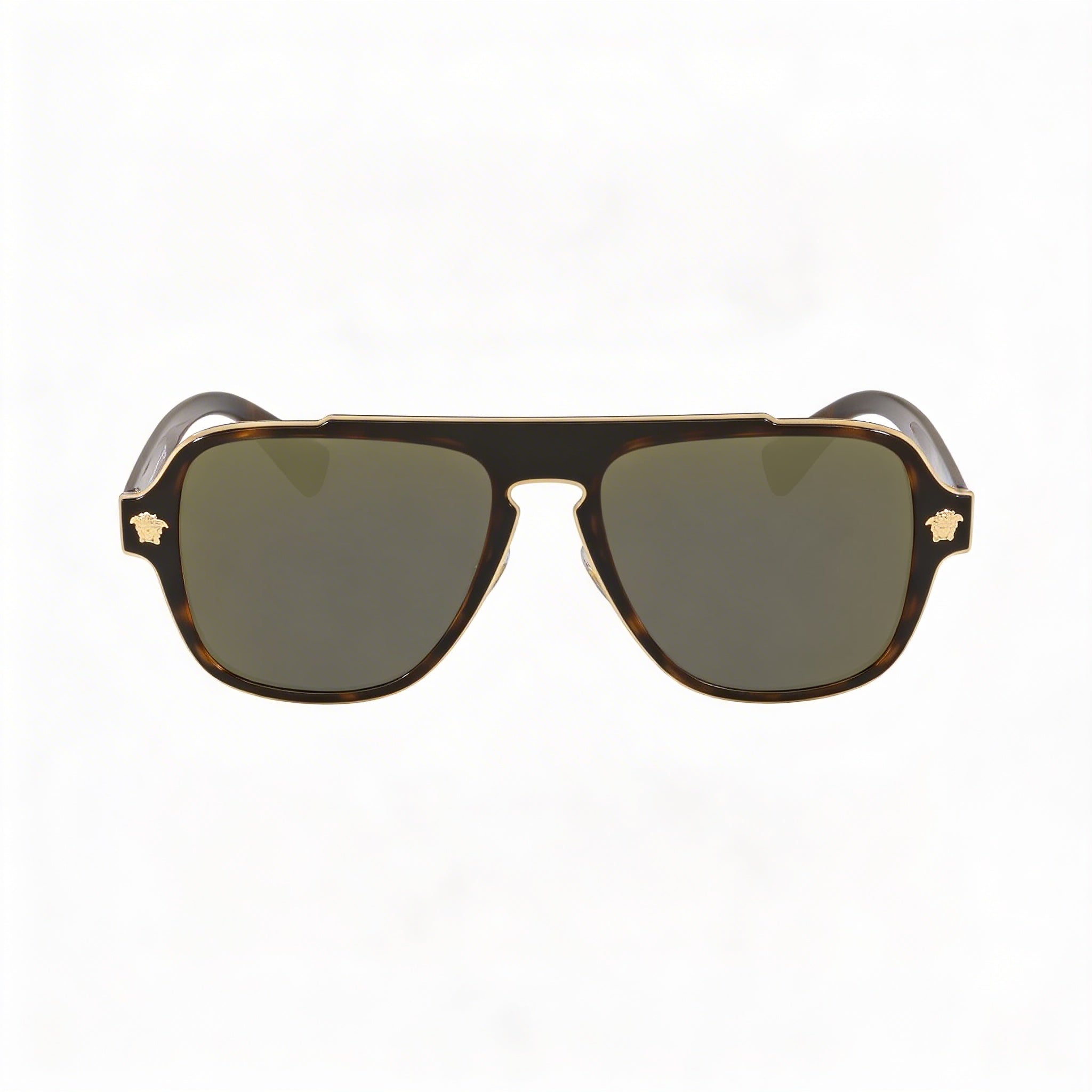 Gafas de sol cuadradas con montura completa de plástico Versace VE2199 para hombre Havana con lentes doradas de 56 mm con protección UV, Photo 2