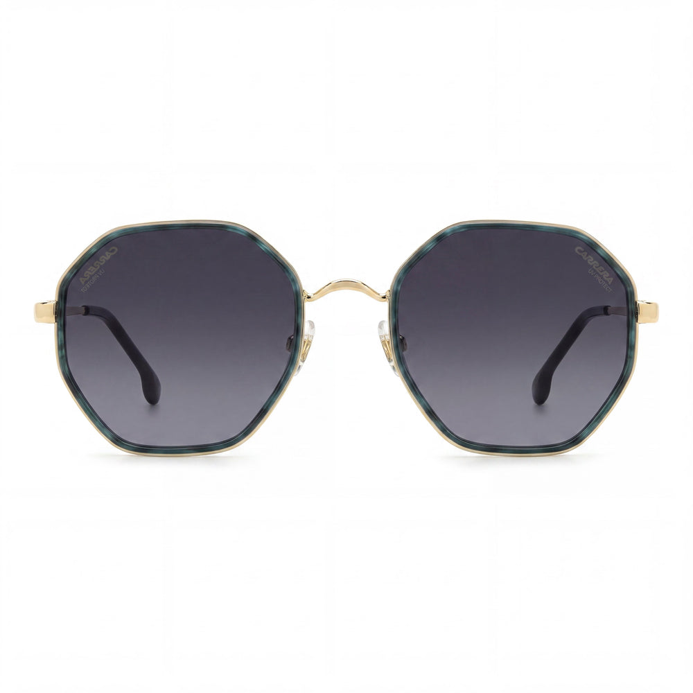 Gafas de sol Carrera Casual para mujer, montura de metal, lentes de policarbonato, cuerno verde, lentes gris oscuro jaspeado 53 mm
