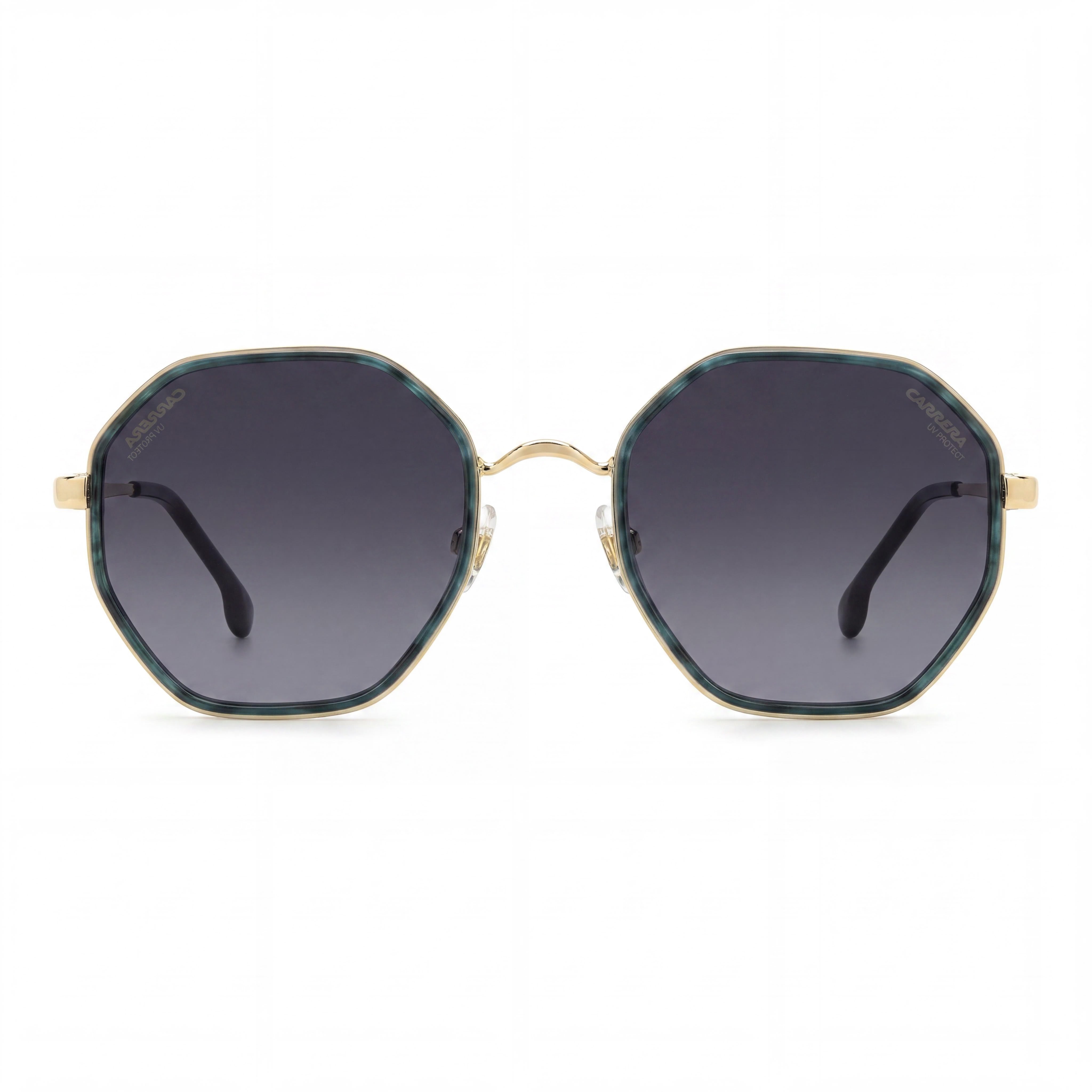 Gafas de sol Carrera Casual para mujer, montura de metal, lentes de policarbonato, cuerno verde, lentes gris oscuro jaspeado 53 mm, Photo 2
