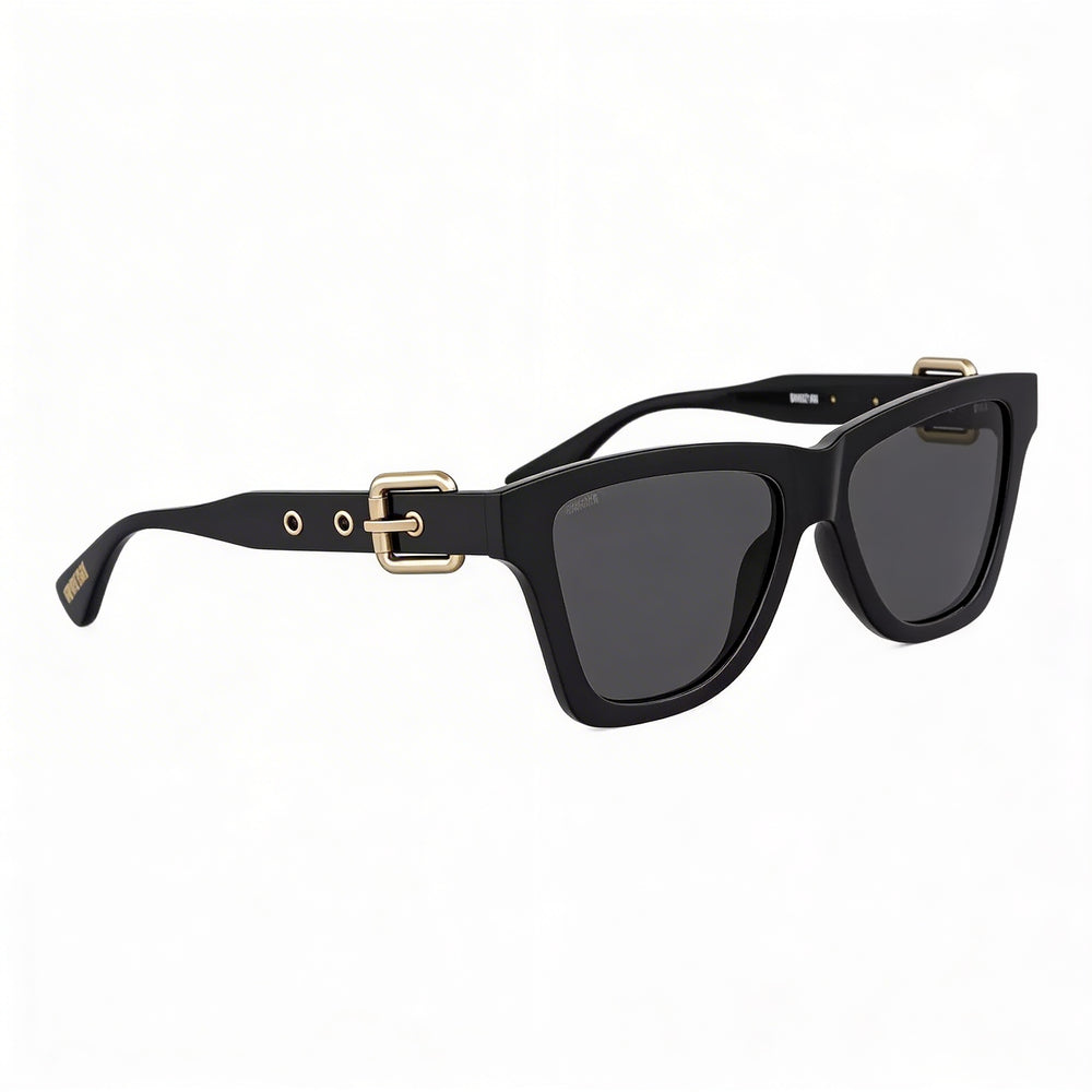 Gafas de sol cuadradas clásicas Moschino MOS131/S para mujer, montura de plástico negra/gris oscuro, lentes negras, protección UV, 54-16-140