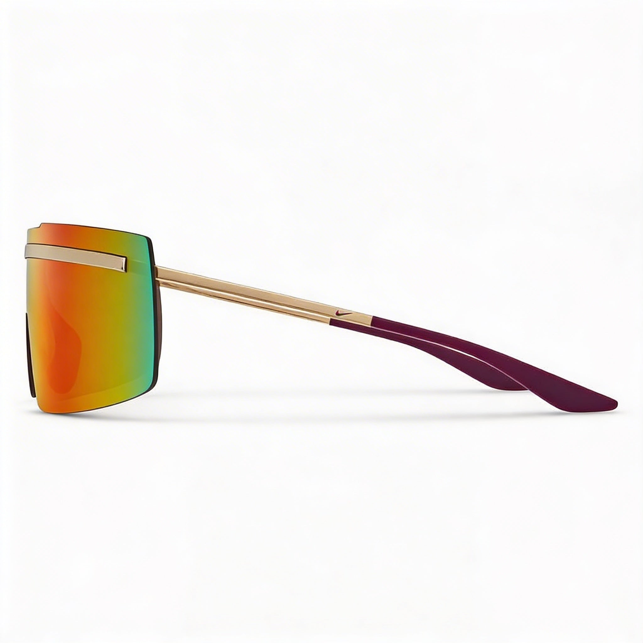 Gafas de sol unisex modernas NIKE con montura de plástico dorada carmesí espejada, lentes rojas, protección 100% UVA/UVB, 67mm, Photo 3