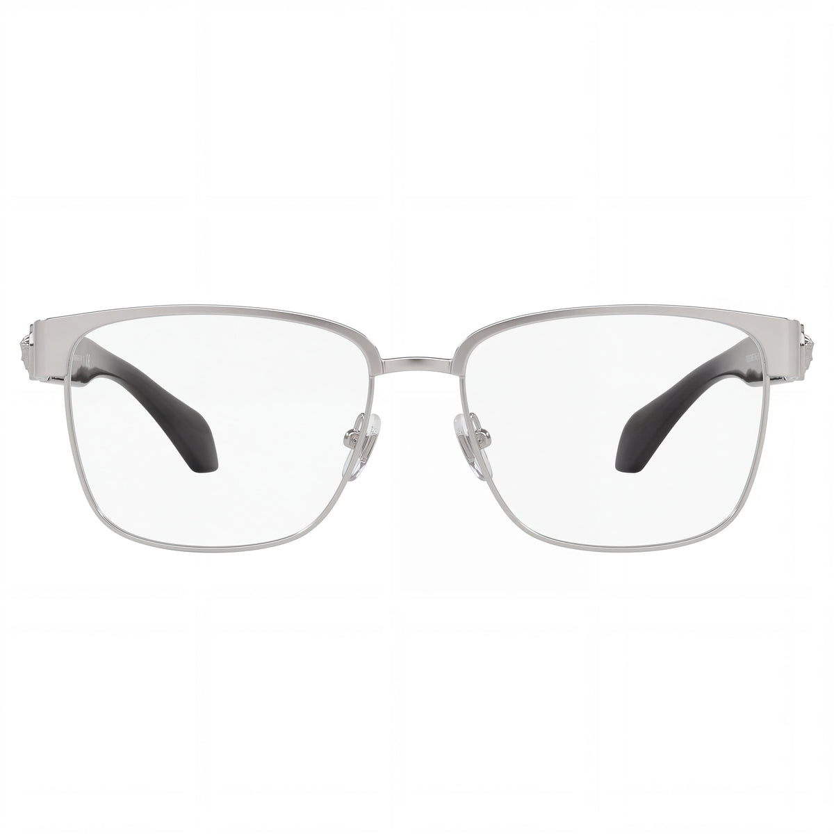 Versace 0ve1306 Unisex Classic Rectangular Metal Eyewear, Silver Frame with Silver Brushed Polycarbonate Lenses, 55mm, Photo 2