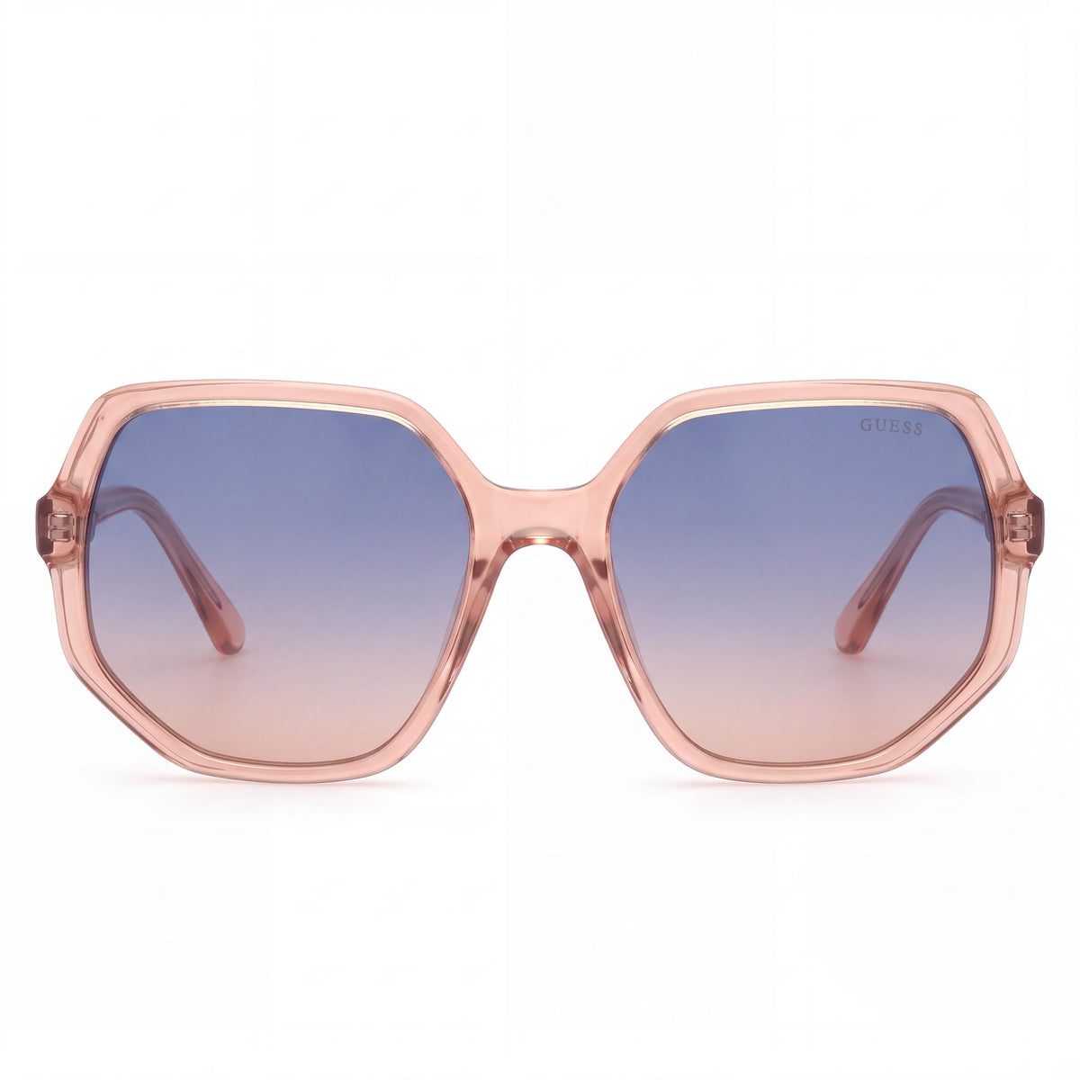 GUESS Geometric GU7773 Women's Pink Plastic Square Non-Polarized Sunglasses with Gradient Blue Lenses, 100% UV Protection, 58mm, Photo 2