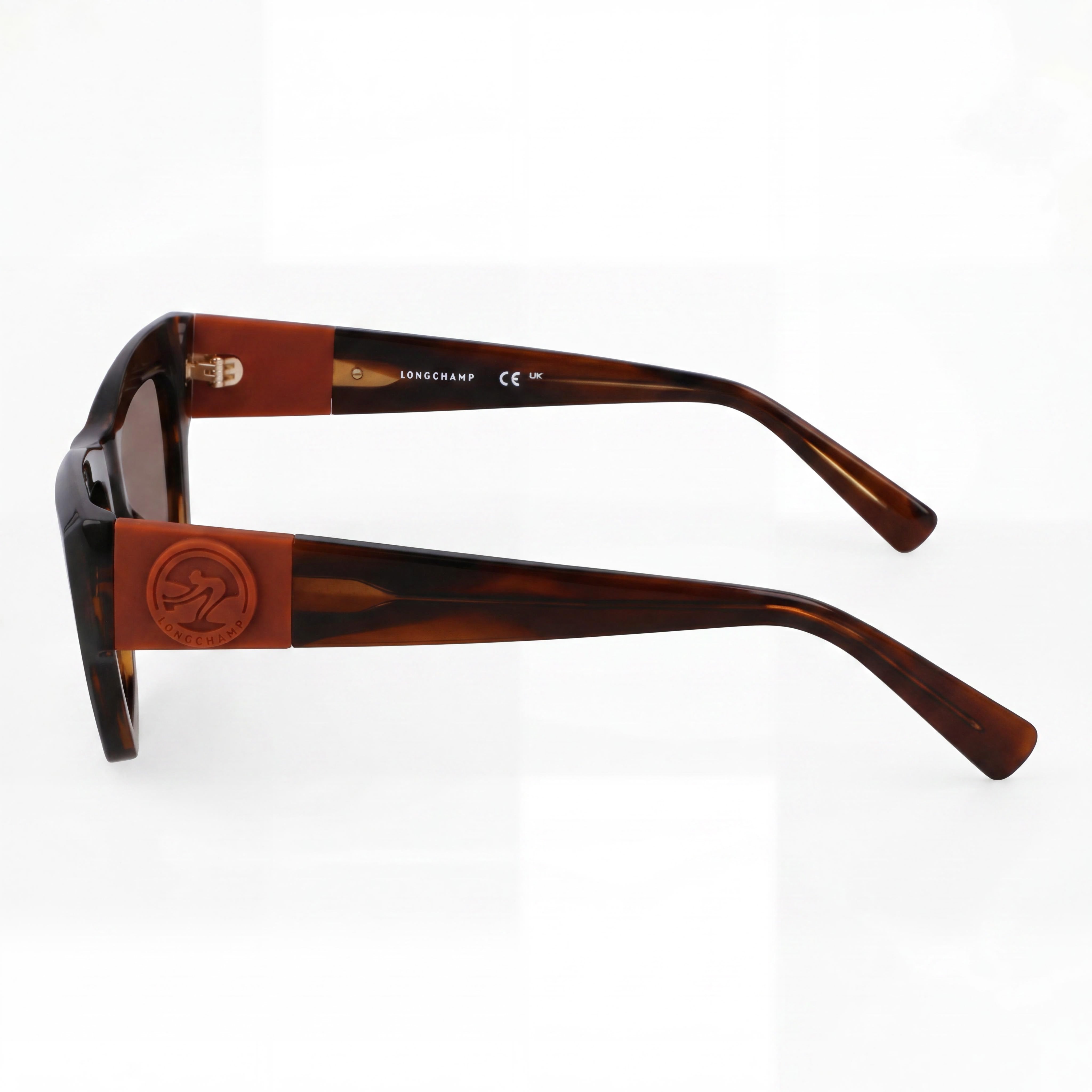 Gafas de sol modernas Longchamp LO763S para hombre con montura rectangular modificada a rayas marrones, 53 mm de ancho de lente, Photo 3