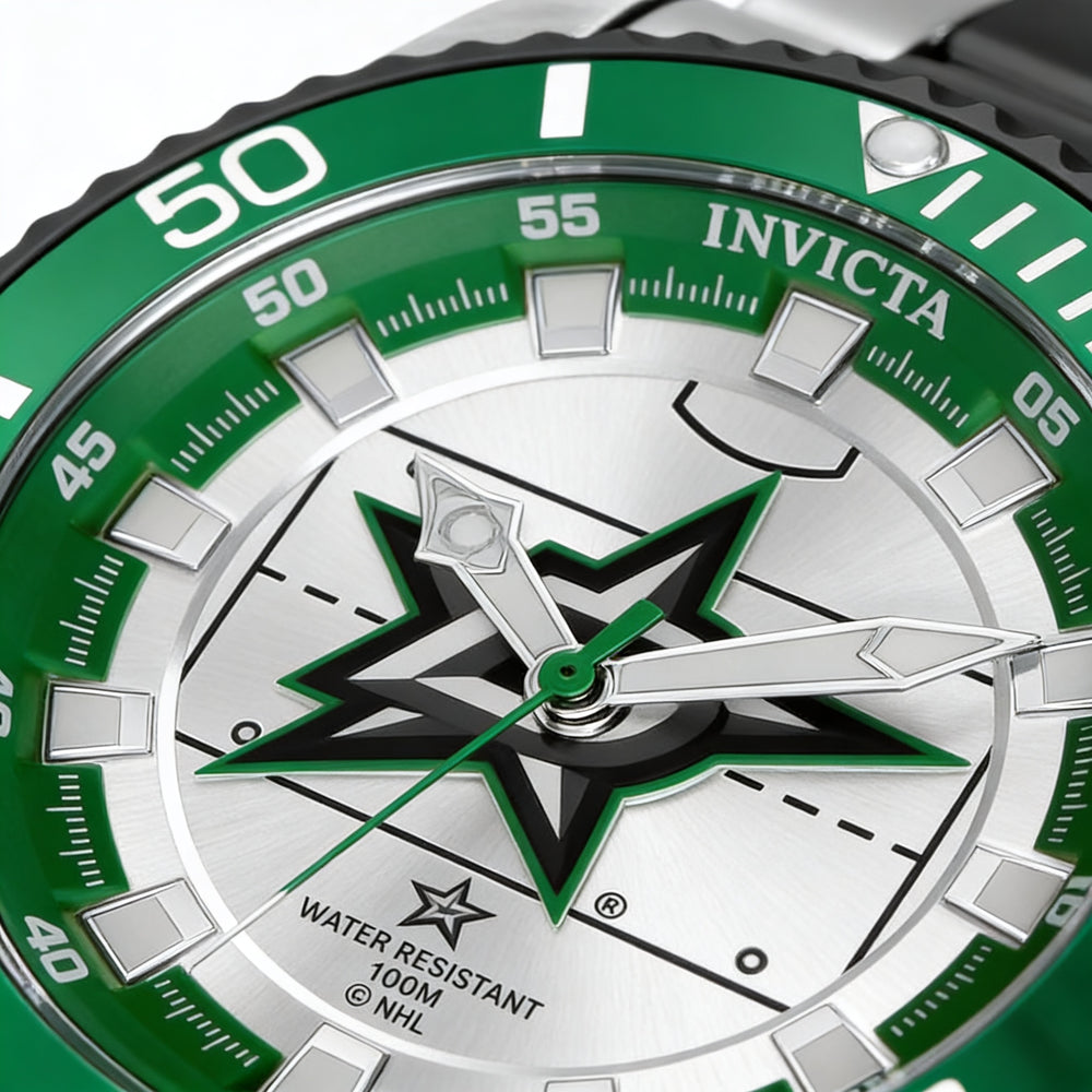 Invicta Women's NHL Watch IN-42213-AMZUK, Black & Silver-tone, Water Resistant, Flame Fusion Crystal