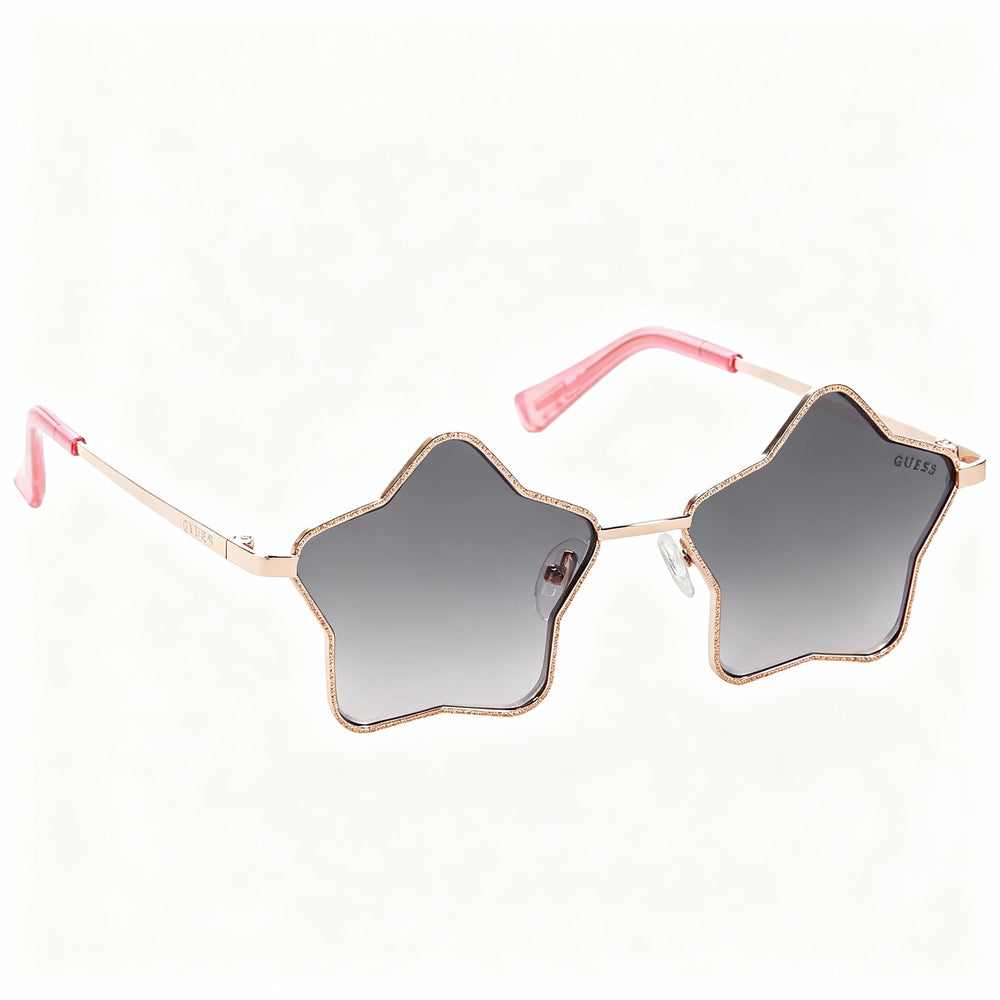 Gafas de sol GUESS GF4012 para niña, de metal con forma de estrella, color burdeos degradado en oro rosa brillante, 55 mm