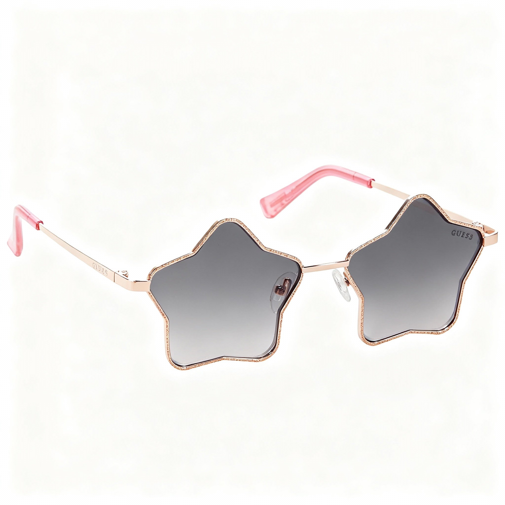 GUESS GF4012 Girls' Star-Shaped Metal Sunglasses Shiny Rose Gold Gradient Bordeaux 55mm