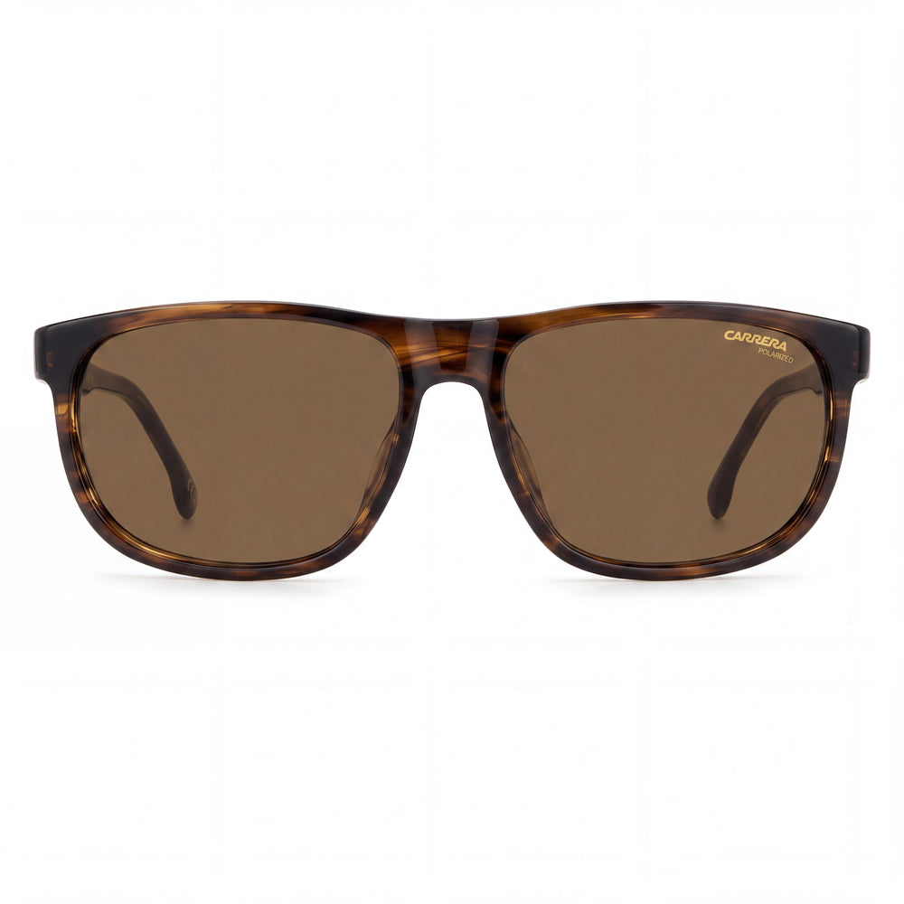 Carrera Women's C Flex 08/G/S Rectangular Sunglasses, Brown Horn Acetate, Bronze Polarized 100% UV Lenses 58mm