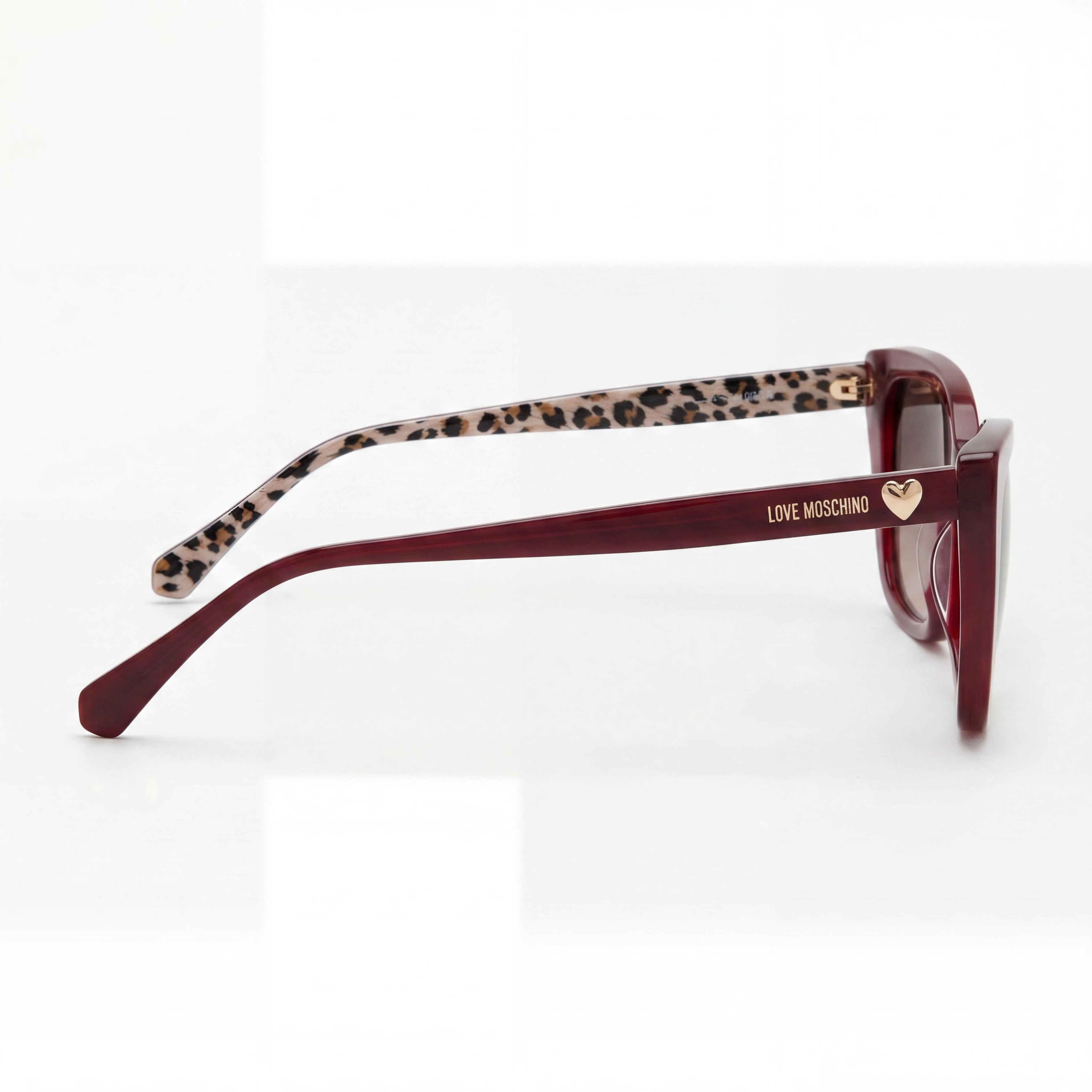 Gafas de Sol Casuales para Mujer Love Moschino con Estampado Rojo de Acetato y Cristales Sombreados Marrones, Protección UV 400, 54-18-140, Photo 3