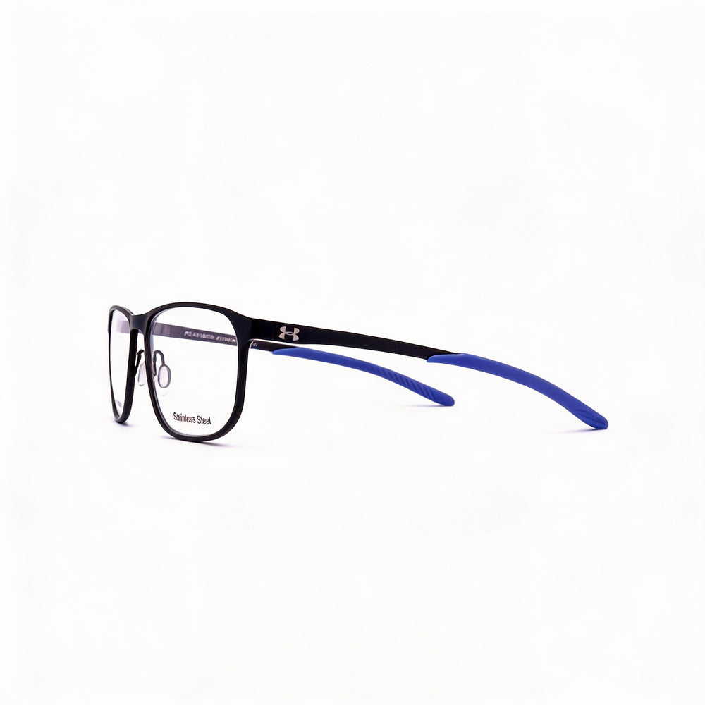 Gafas unisex Under Armour Modern UA 5029/g, montura de acero aleado, color azul negro mate, lentes de policarbonato transparente, talla 58