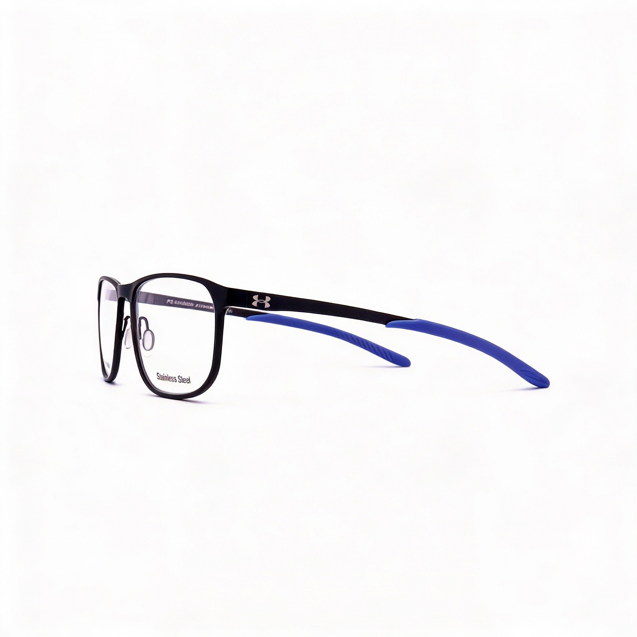 Gafas unisex Under Armour Modern UA 5029/g, montura de acero aleado, color azul negro mate, lentes de policarbonato transparente, talla 58, Photo 1