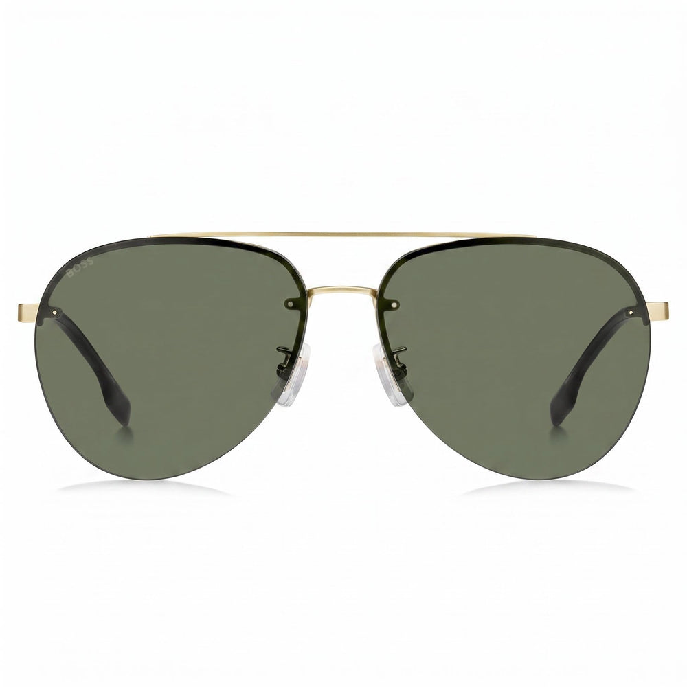 Gafas de sol HUGO BOSS para mujer con montura metálica moderna, lentes de policarbonato dorado mate con protección UV, ancho de la lente 62 mm