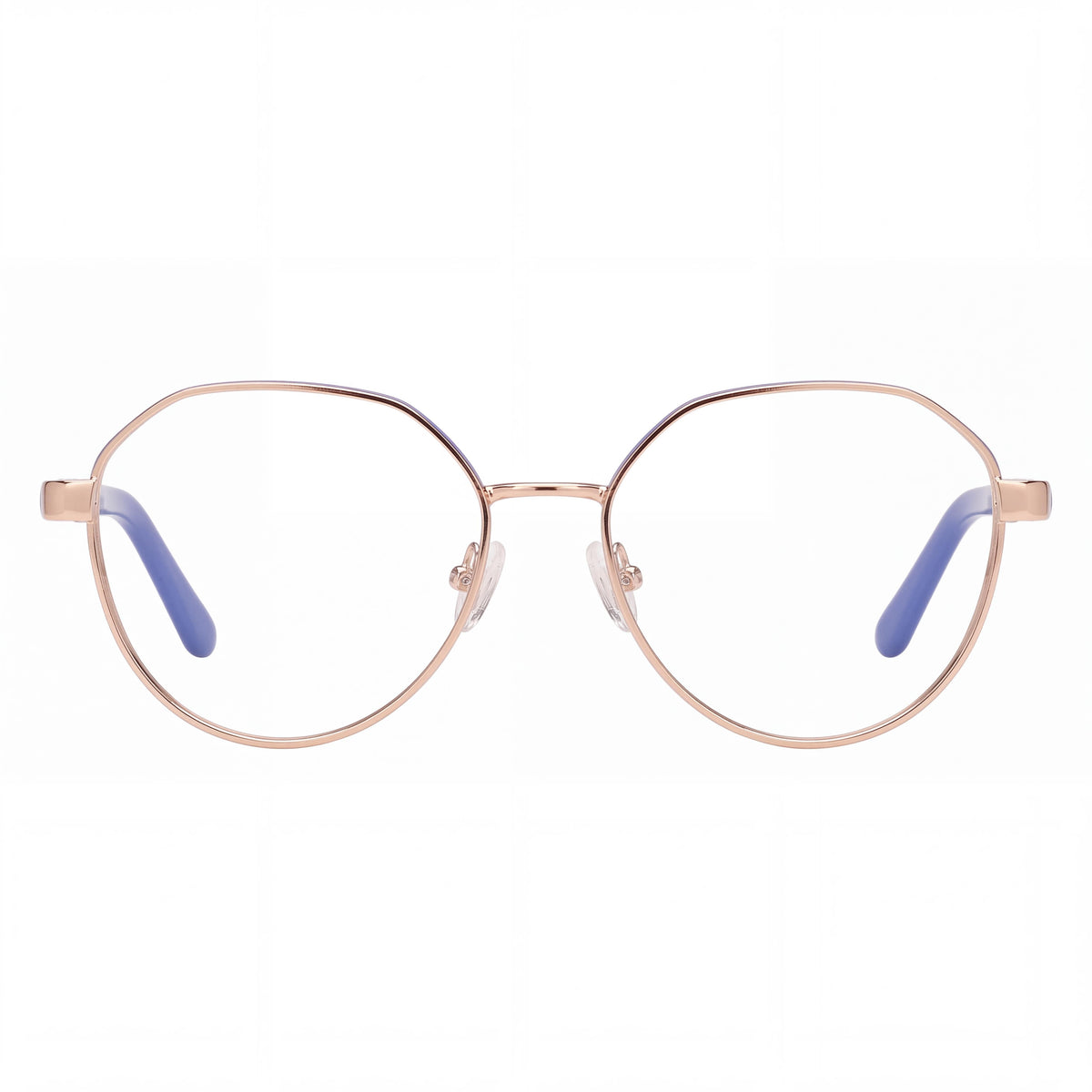 GUESS Gu50124 Gafas metálicas para mujer con lentes de policarbonato, montura en azul monocolor dorado pálido brillante 51-16-140, Photo 2