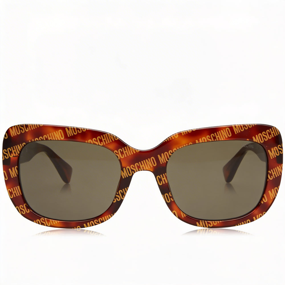 Gafas de sol Moschino MOS132/S para mujer, cuadradas, con diseño Havana, de acetato, con lentes grises, no polarizadas y protección UV, 53 mm