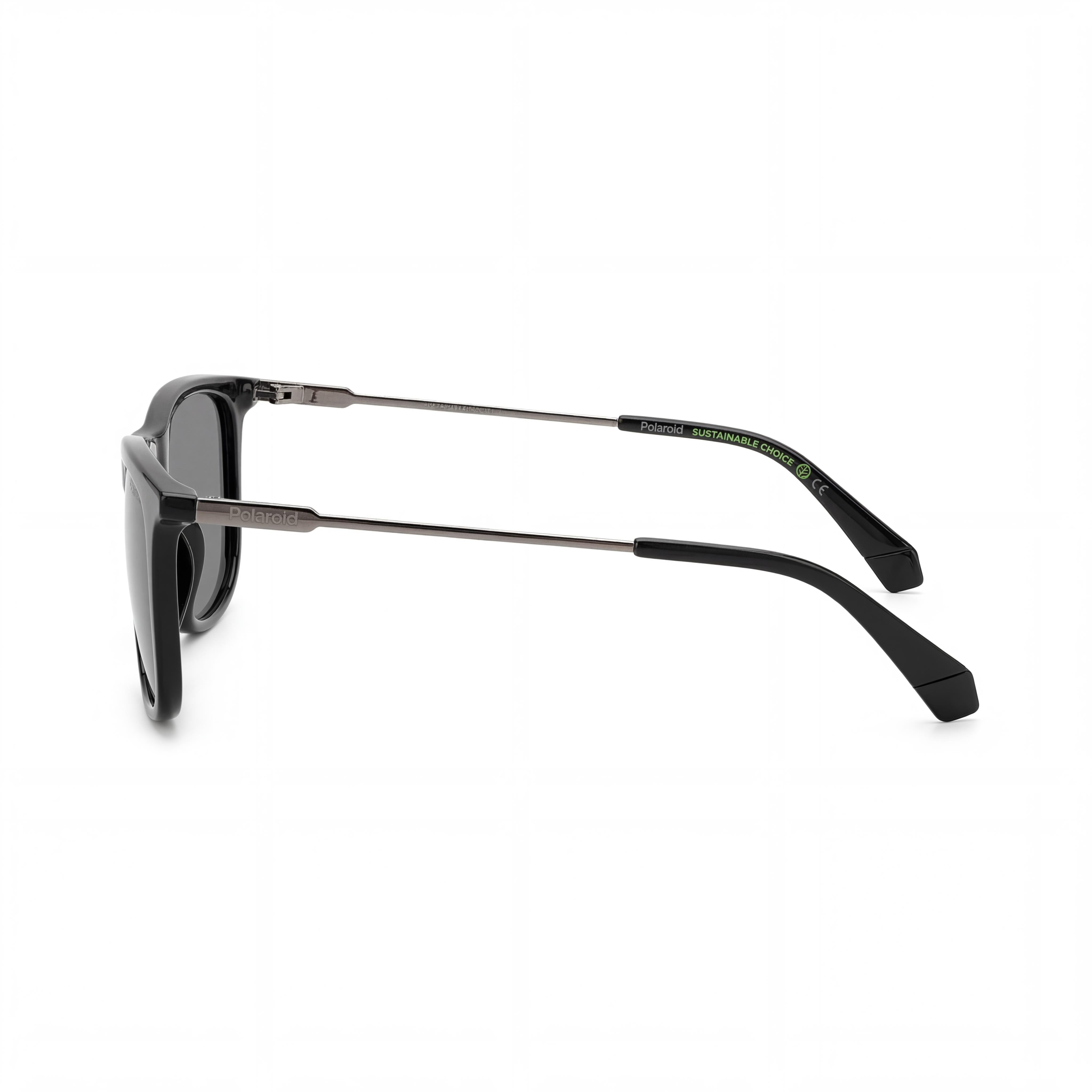 Polaroid Women's Classic Polarized UV 400 Sunglasses, Black Grey ECO CO-POLYESTER Frame, Grey Lenses 55mm, Photo 3