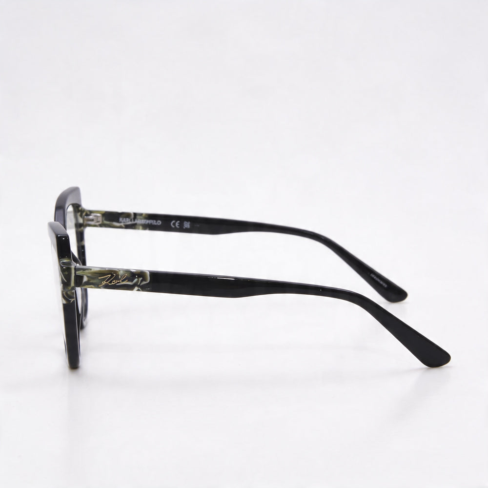 KARL LAGERFELD Modern Unisex Acetate Frame, Polycarbonate Lenses Black/Marble Sunglasses 54mm