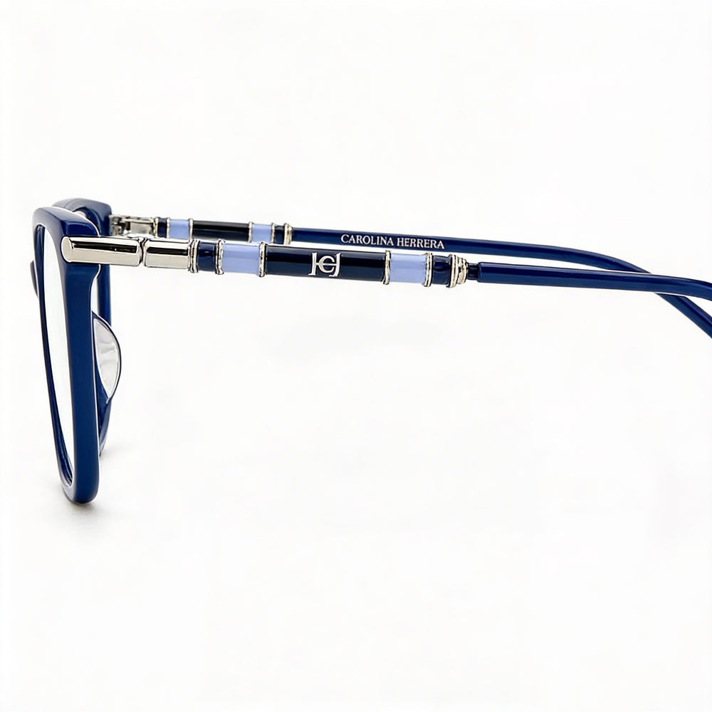 Gafas de sol polarizadas de acetato azul con forma de ojo de gato y lentes de policarbonato transparente Carolina Herrera CH 0028 para mujer 53-18-145