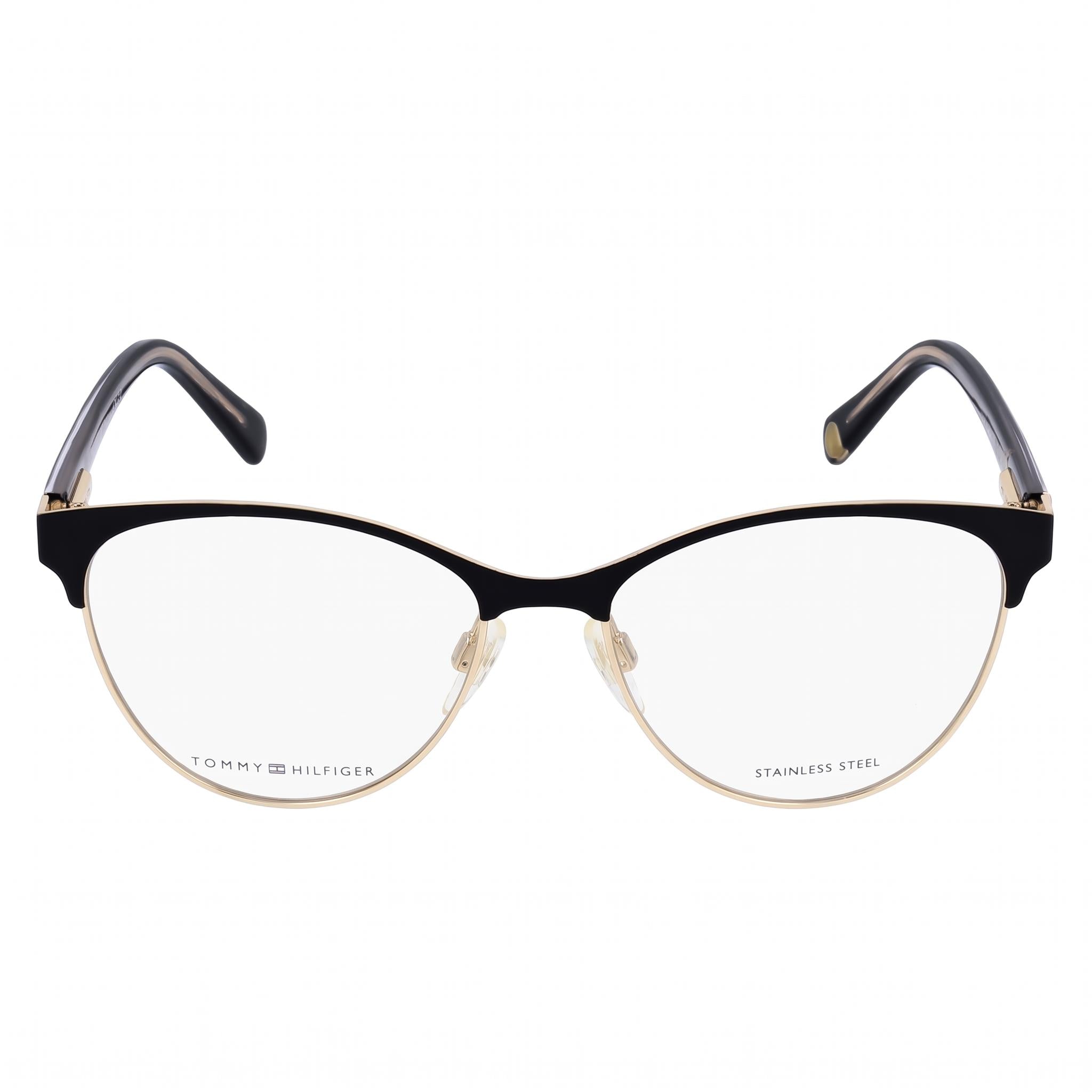 Tommy Hilfiger TH 1886 Women's Eyewear with Stainless Steel Frame, Matte Black Gold Finish, 54mm, Photo 2