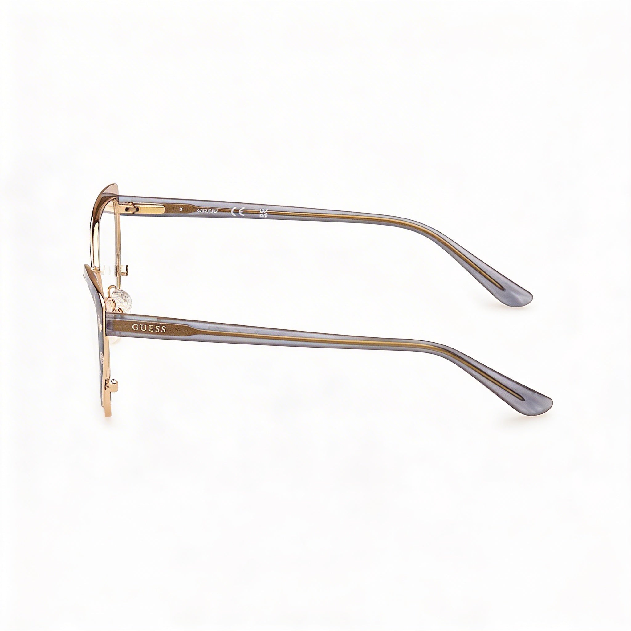 Guess GU50122 Women's Metal Eyewear, Matte Grey Frame, Multicoloured Composite Lenses, Size 16-145, Photo 3