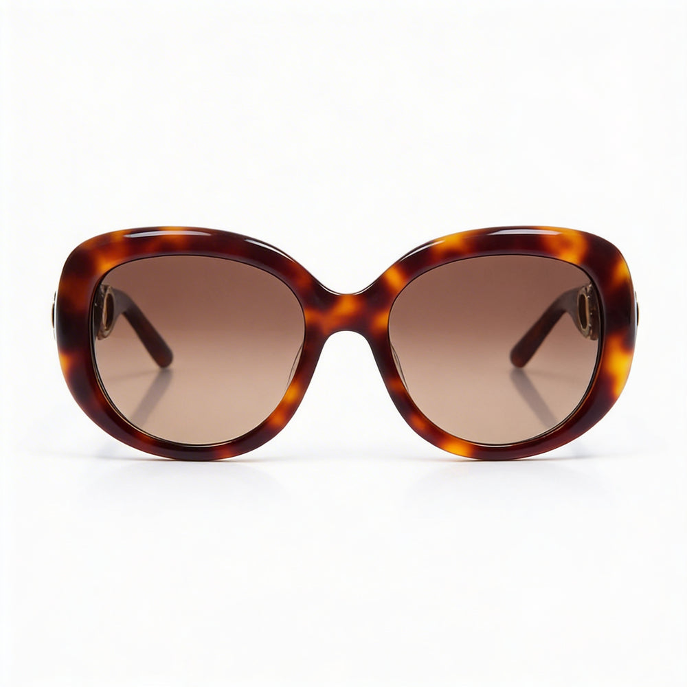 Gafas de sol de protección UV de plástico carey con lentes marrones Ferragamo Sf727s 214 para mujer 53mm