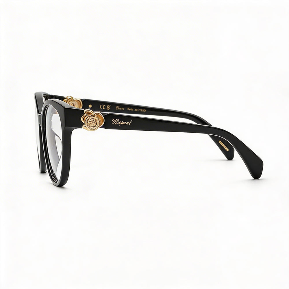 Montura de gafas de acetato negro brillante Chopard Vch356s para mujer, lente de 53 mm, puente de 18 mm, patilla de 145 mm