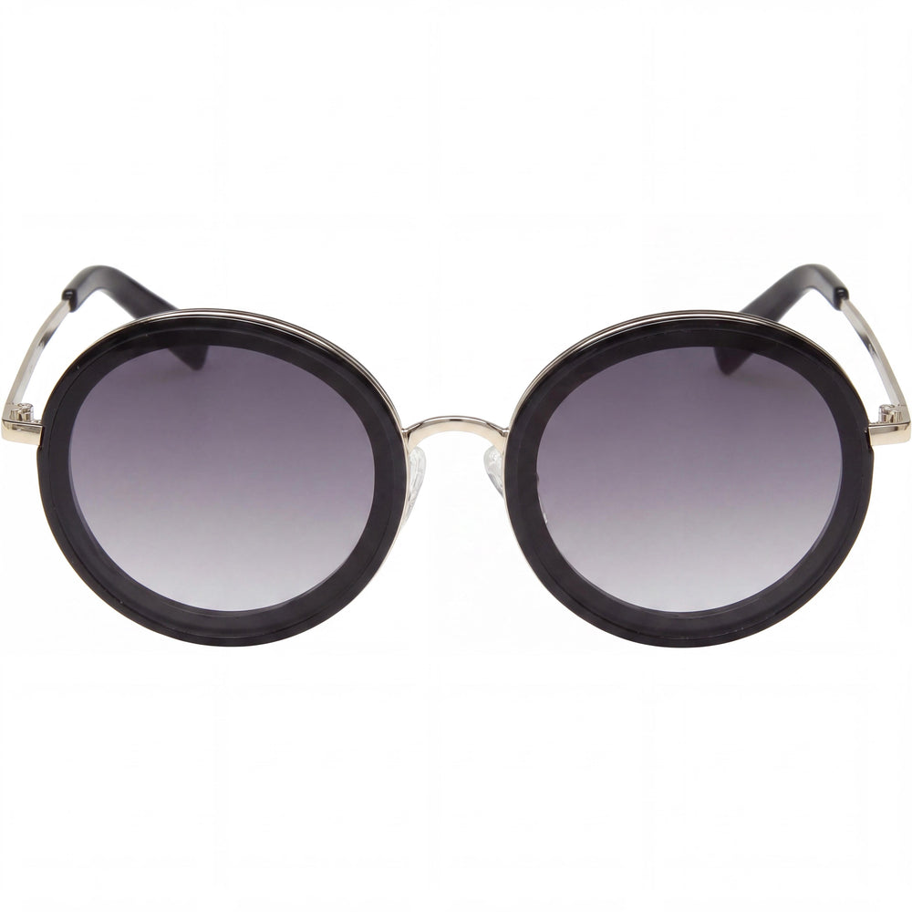 GUESS Modern Women's Shiny Black Metal Frame Sunglasses, Gold Smoke Gradient Lenses, UV Protection