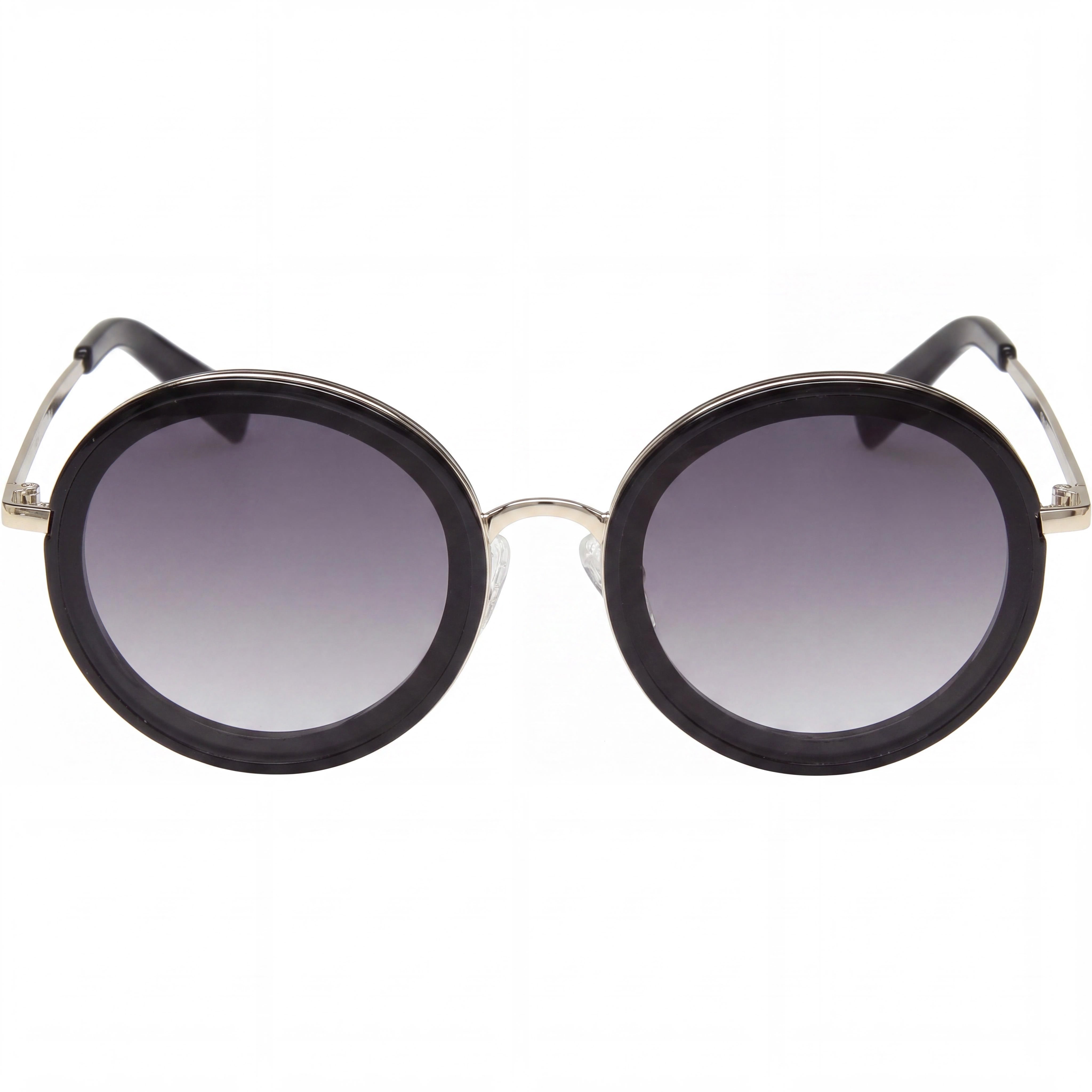 GUESS Modern Women's Shiny Black Metal Frame Sunglasses, Gold Smoke Gradient Lenses, UV Protection, Photo 2