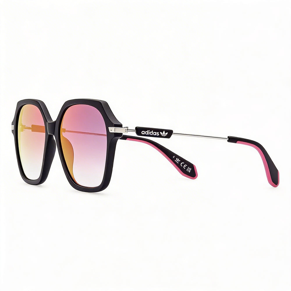 Gafas Adidas Originals Or0082 para mujer, montura de plástico, negro mate, lentes burdeos de espejo no polarizadas con protección UV, 55mm