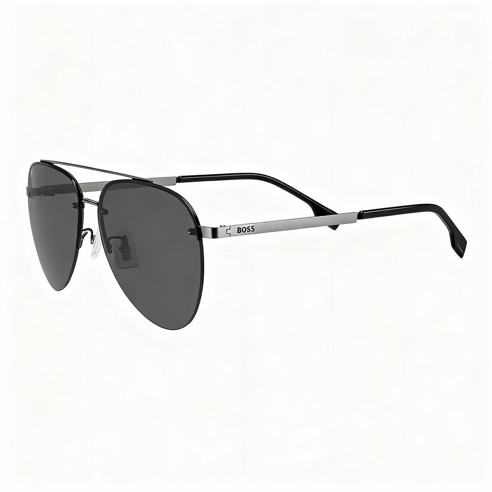 Gafas de sol unisex modernas HUGO BOSS de policarbonato, sin polarizar, con montura metálica y protección UV, color negro, 62 mm