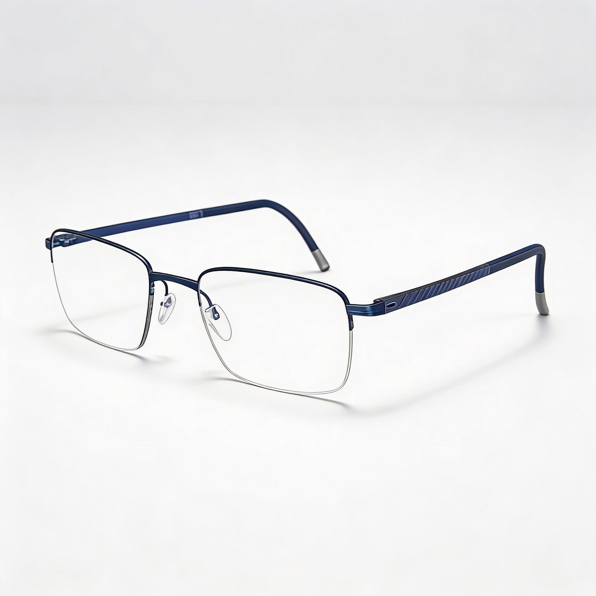 Silhouette ILLUSION NYLOR 5560 Men's Metal Casual Eyeglasses, Satin Blue Frame, Clear Lenses 54-19-145, Photo 2