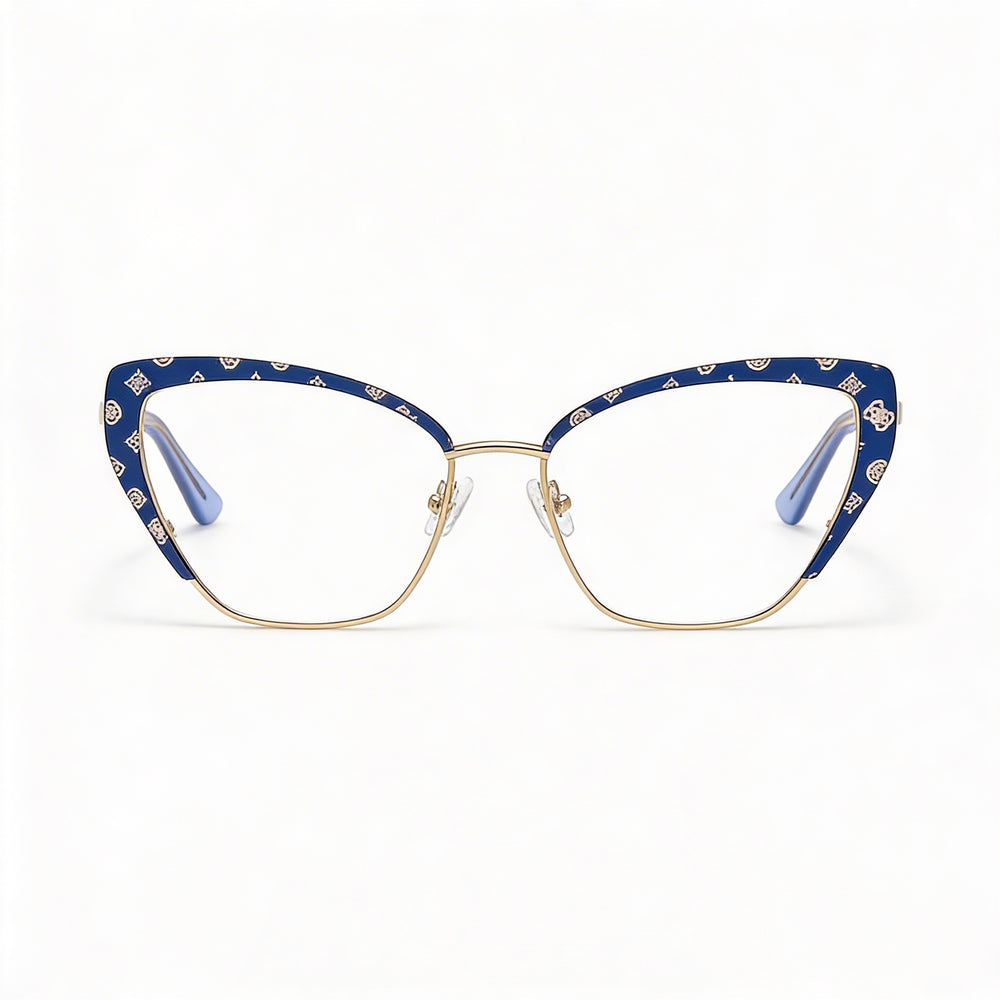 Guess Women's eyewear featuring a Metal Matte Blue Frame and Composite Multicoloured Lenses, sized 2-16-145