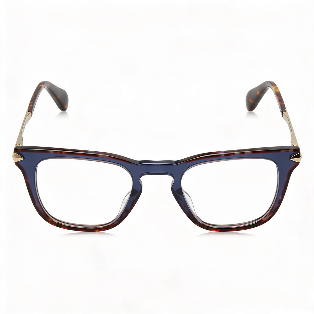 Gafas de sol unisex modernas de rag & bone con montura de acetato y lentes de policarbonato color azul habana, lentes de 48 mm, puente de 22 mm y patillas de 145 mm.