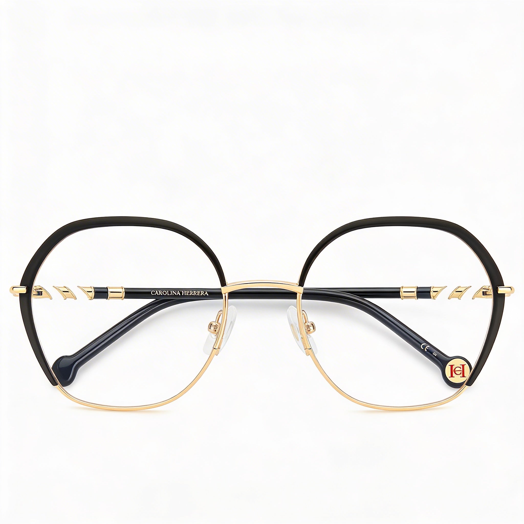 Carolina Herrera Modern Women's Sunglasses with Alloy Steel Frame and Polycarbonate Lenses, Black Gold, 52mm, Photo 2