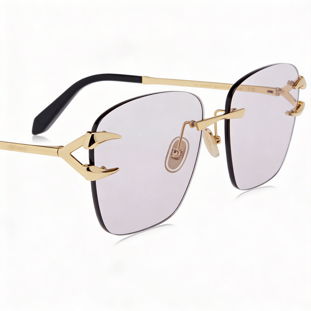 Roberto Cavalli Casual Unisex Metal-Acetate Shiny Rose Gold Brown Gradient UV Protection Sunglasses 59-15-135