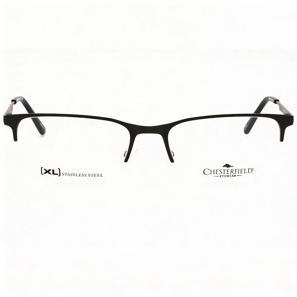 Gafas Chesterfield Ch 108xl para hombre con montura metálica negra y lentes de policarbonato transparente, 58-19-150