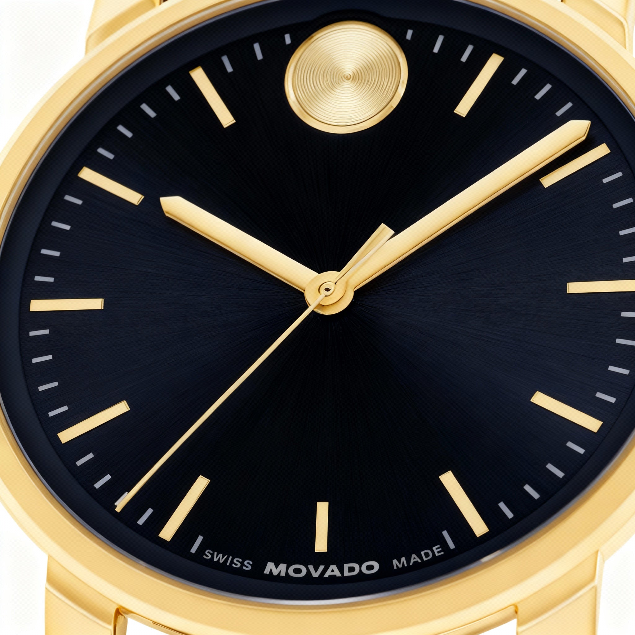 Movado Bold Men's Light Gold Ionic Plated Stainless Steel Case Navy Dial Navy Leather Strap Water Resistant Watch, Photo 3