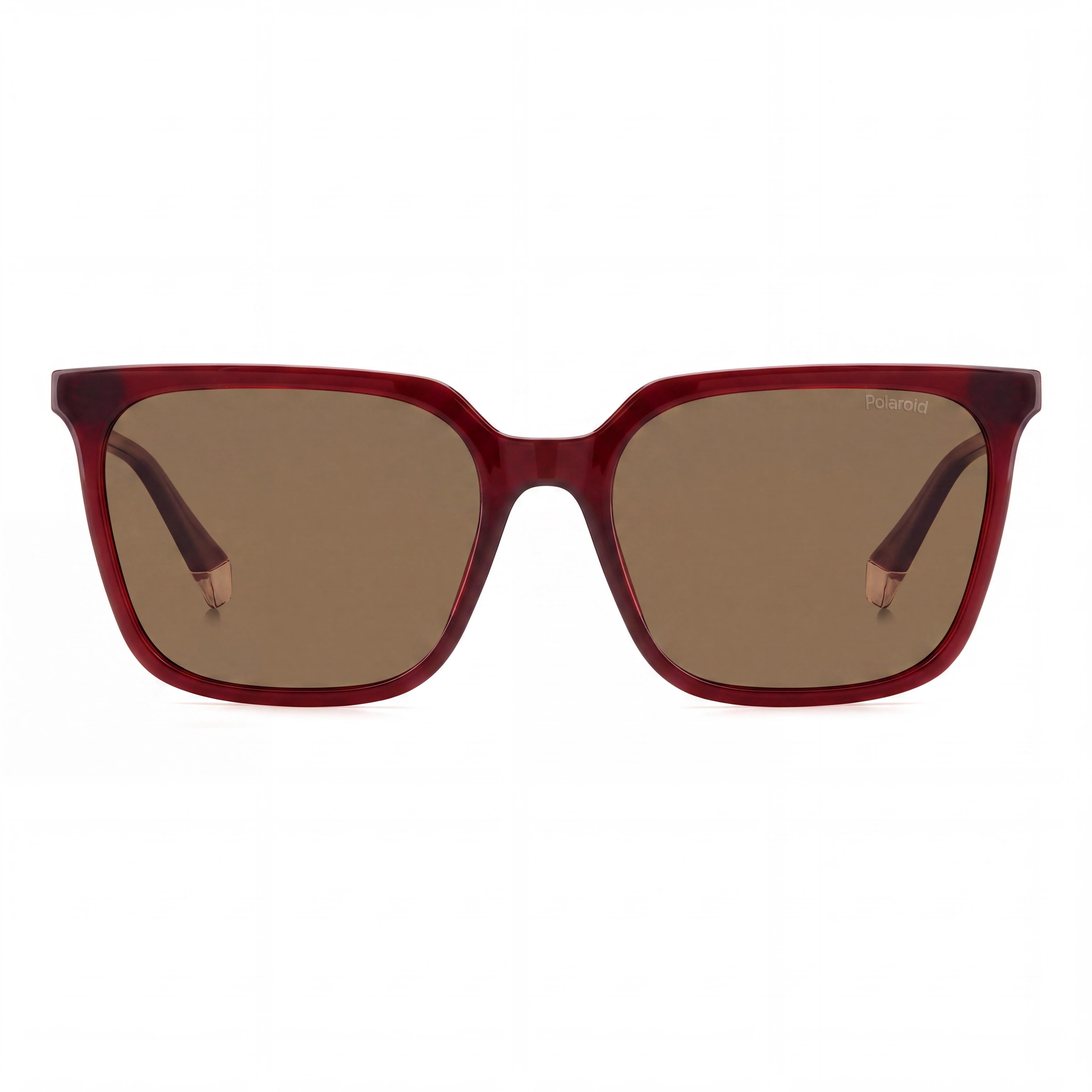 Polaroid Pld 4163/S Rectangular Women's Sunglasses, Burgundy Polycarbonate Frame, Bronze Polarized Lenses, 55mm, Photo 2