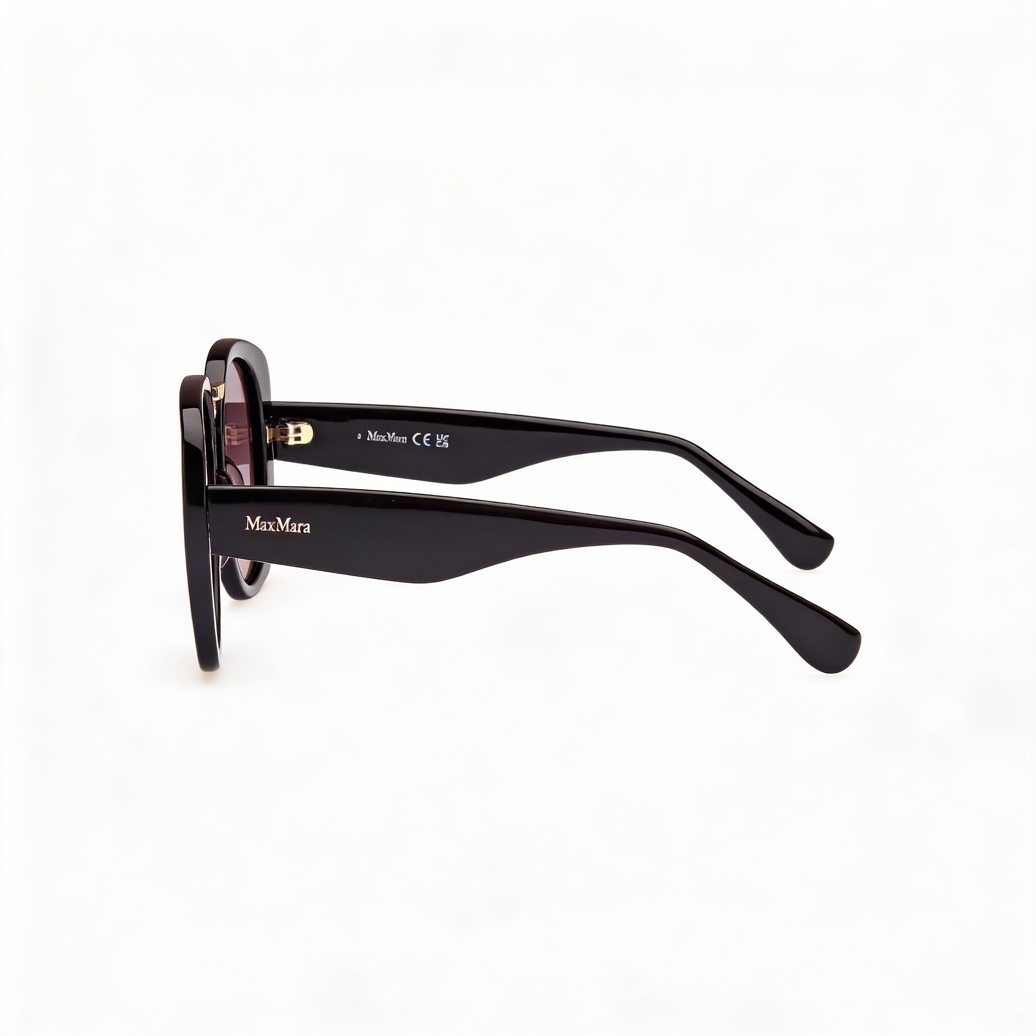 MaxMara Mm0092 Unisex Eyewear with Shiny Black Acetate Frame and Non-Polarized Polycarbonate Lenses 55mm, Photo 3