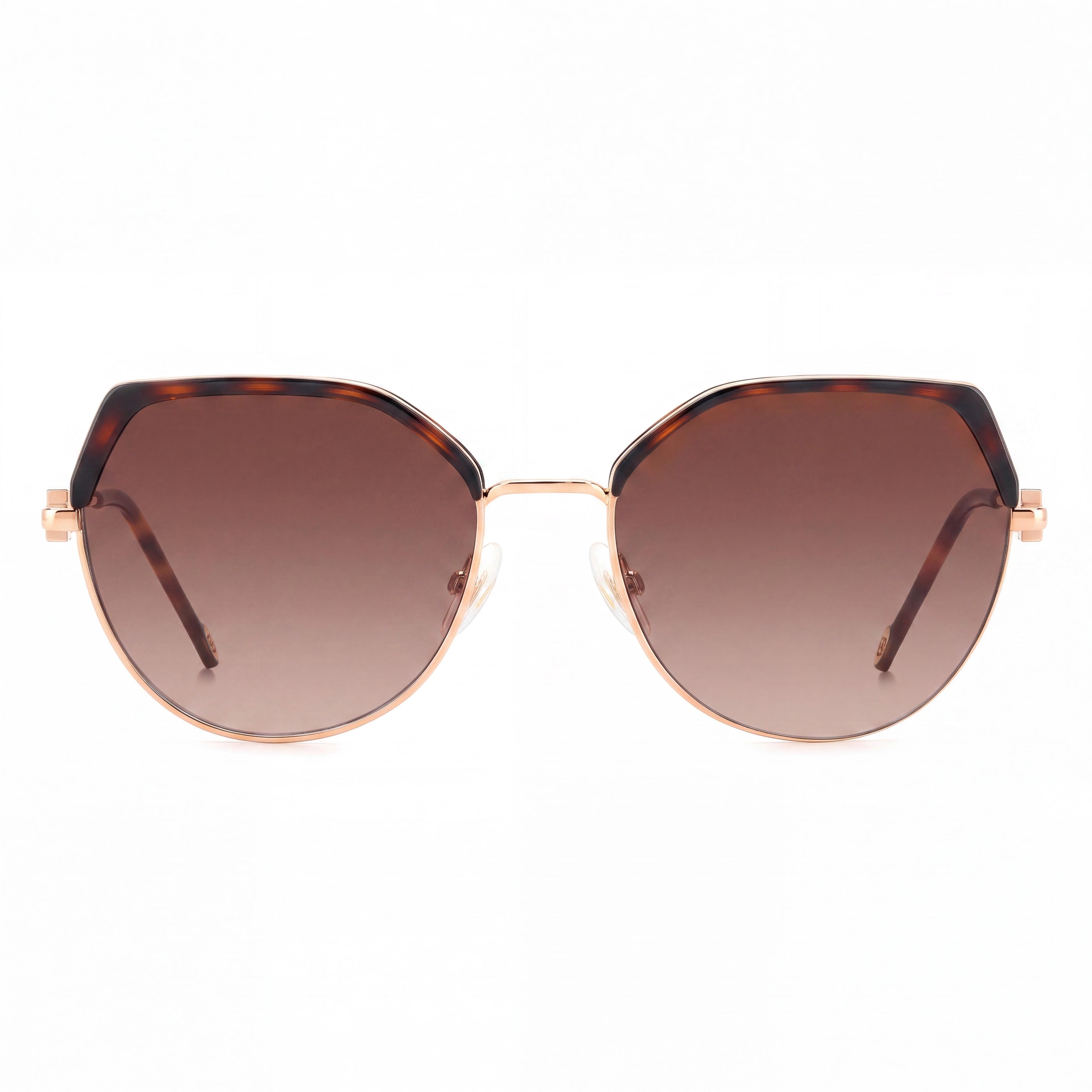 Carolina Herrera Modern Women's Brown Havana Gold Metal Sunglasses with Polycarbonate Non-Polarized Lenses 56mm, Photo 2