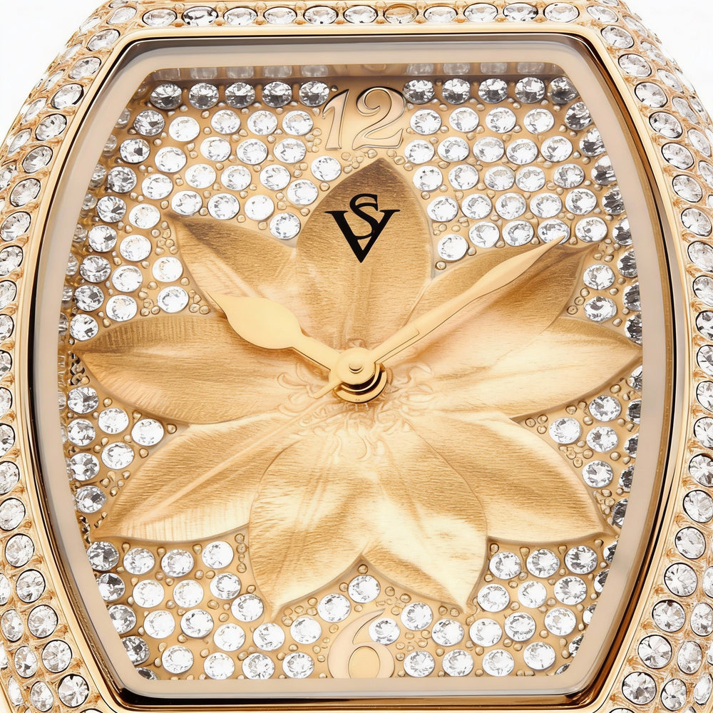 Reloj de cuarzo Christian Van Sant para mujer, resistente al agua, de acero inoxidable y cuero en oro rosa.