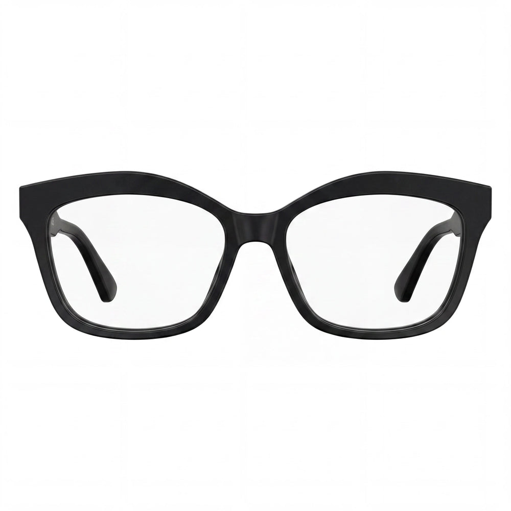 Gafas de sol Moschino MOS606 para mujer, de plástico, color negro, con montura completa y lentes transparentes de demostración, graduadas, 53 mm