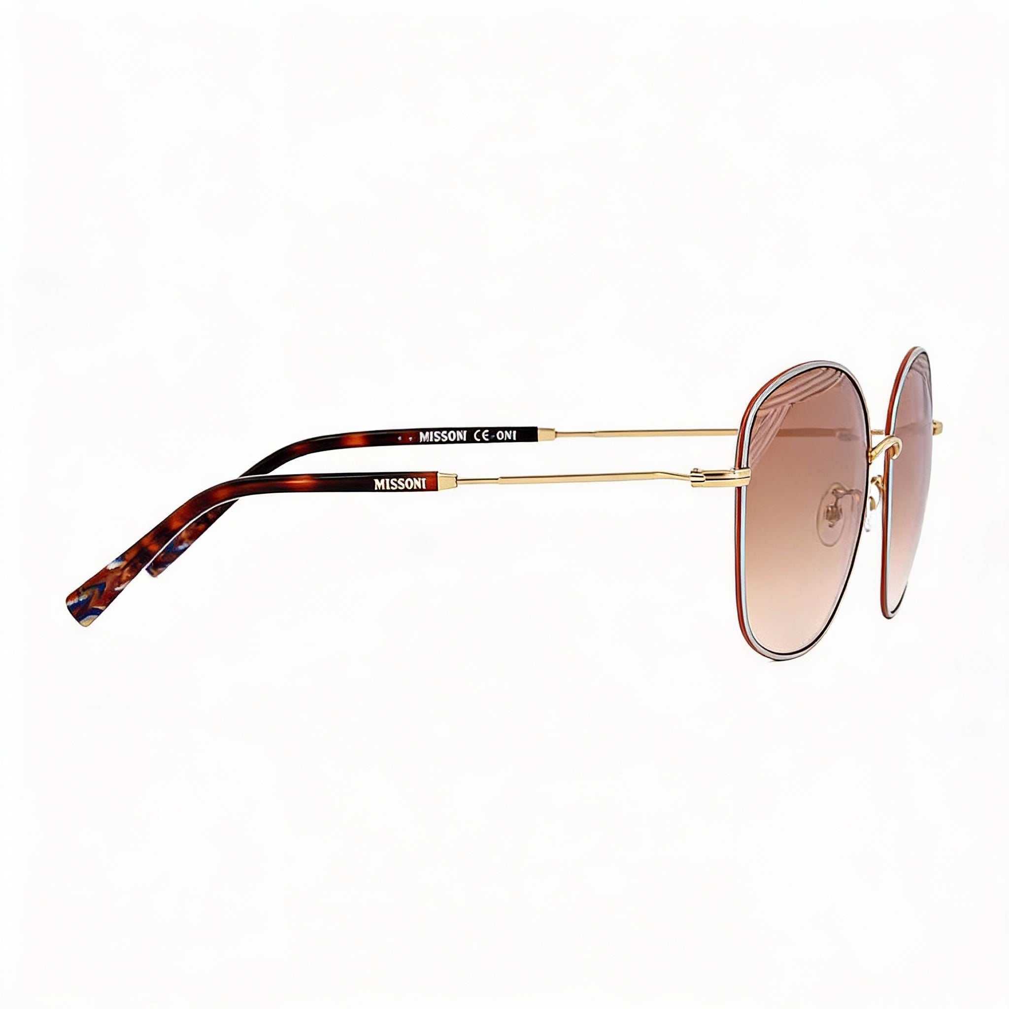 Gafas de sol para mujer de la colección M Missoni Spillo con montura redonda de acero inoxidable y motivo láser 3D en oro paladio, Photo 3