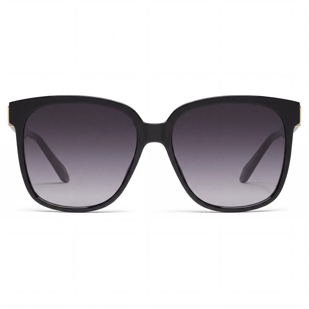 Gafas de sol oversize para mujer Quay Australia Wide Awake negras con inyección de policarbonato ahumado y protección UV
