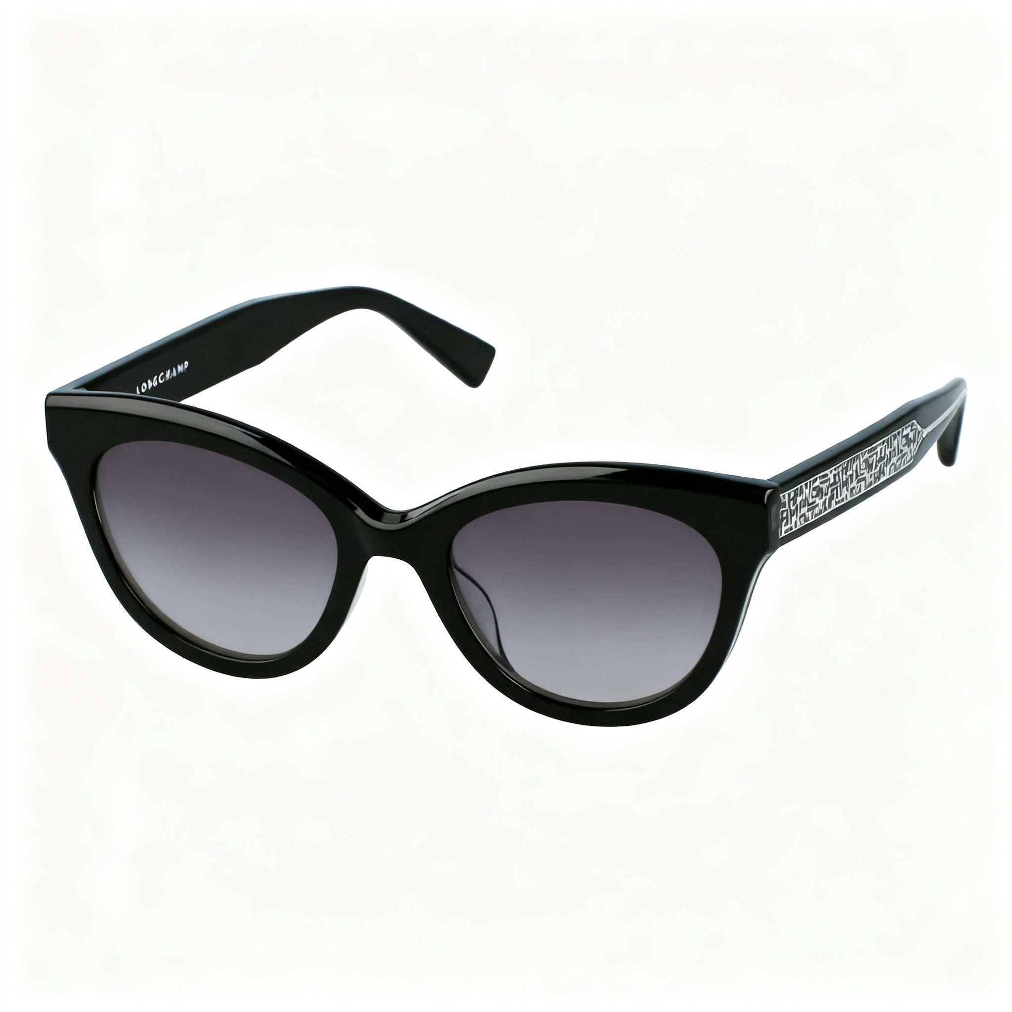 Longchamp Casual LO698S Unisex Black White Acetate Frame Grey Lenses Sunglasses 54-21-145mm, Photo 3