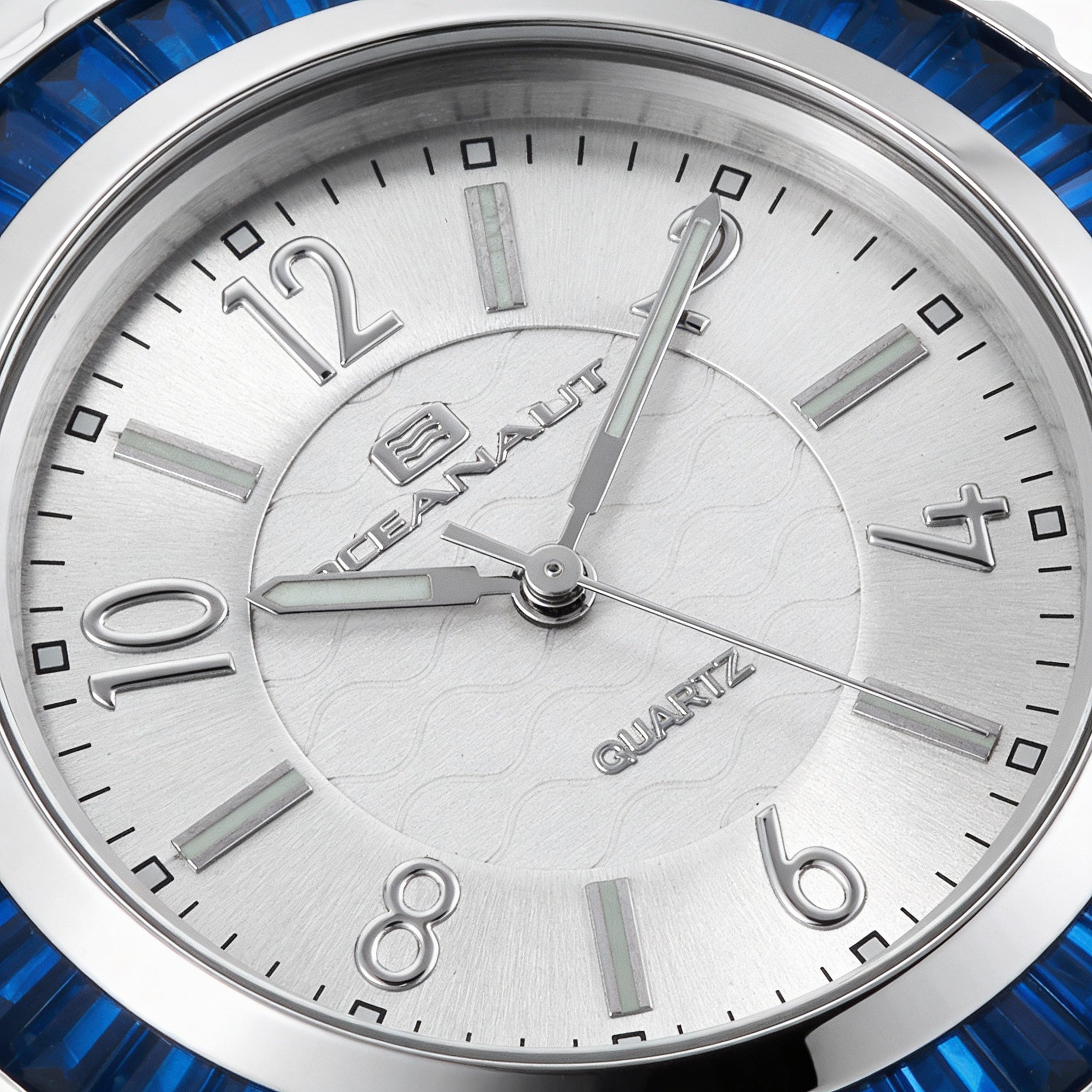 Reloj Oceanaut para mujer con movimiento de cuarzo, caja plateada, esfera plateada y bisel adornado con cristales., Photo 2